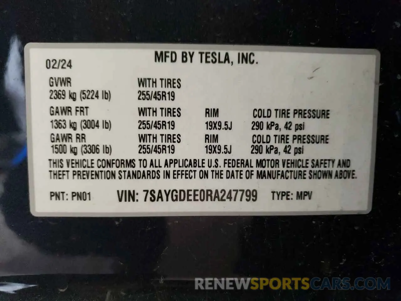 14 fotografías del automóvil dañado 7SAYGDEE0RA247799 TESLA MODEL Y 2024