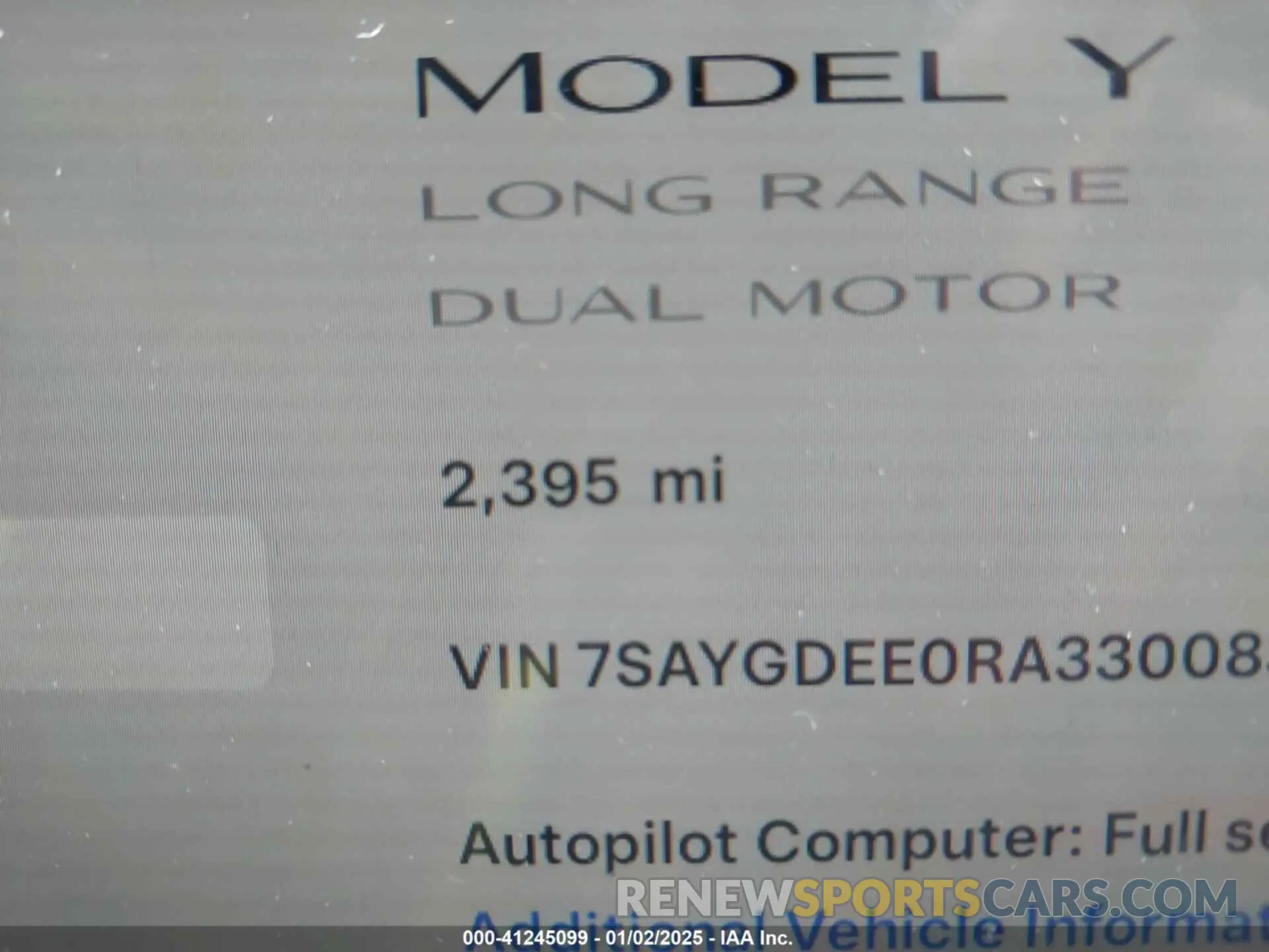 15 fotografías del automóvil dañado 7SAYGDEE0RA330083 TESLA MODEL Y 2024