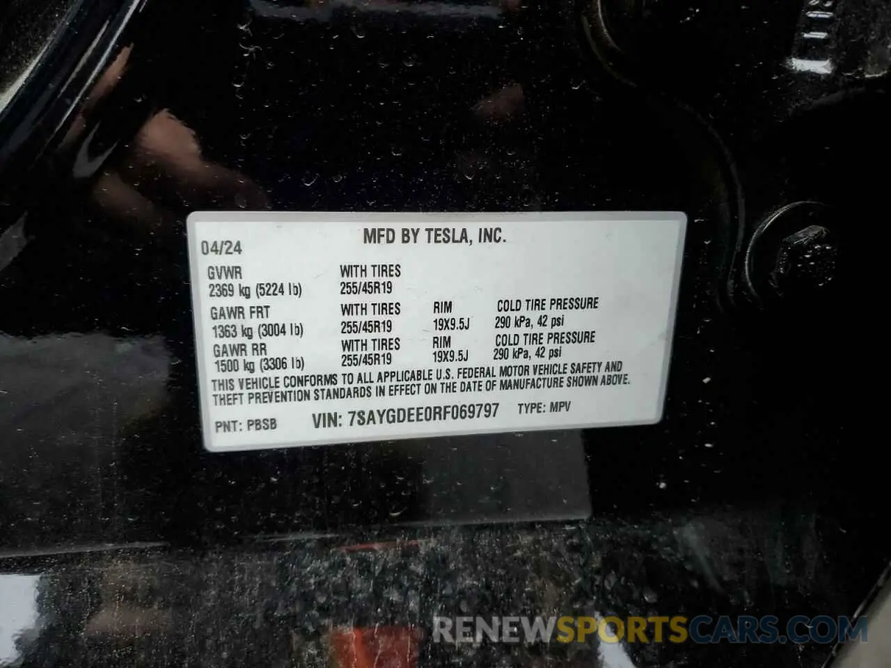 13 fotografías del automóvil dañado 7SAYGDEE0RF069797 TESLA MODEL Y 2024
