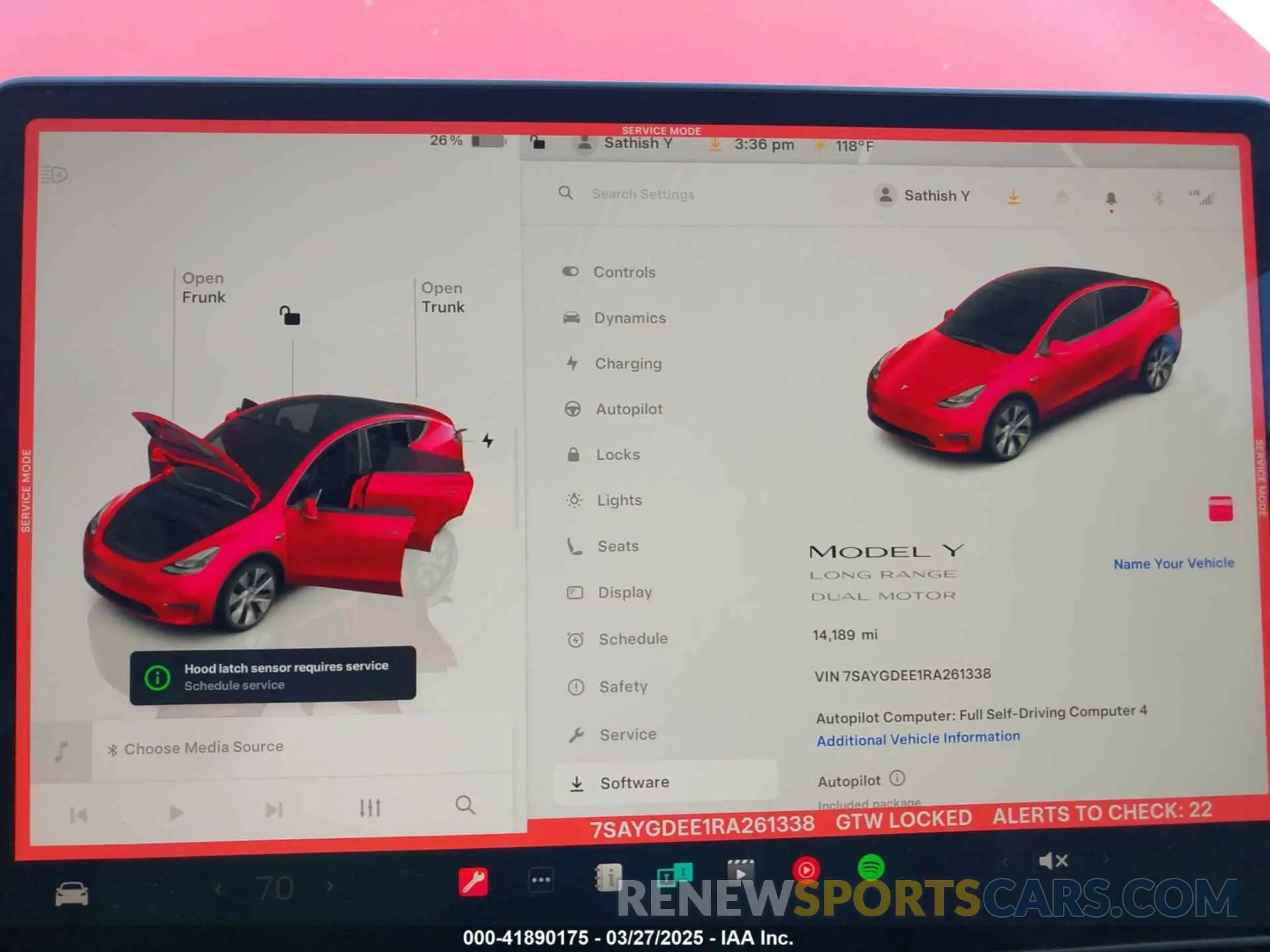 7 fotografías del automóvil dañado 7SAYGDEE1RA261338 TESLA MODEL Y 2024