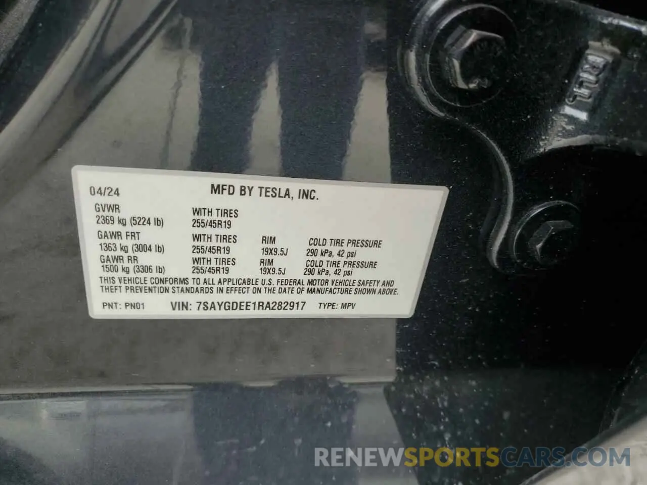 14 fotografías del automóvil dañado 7SAYGDEE1RA282917 TESLA MODEL Y 2024