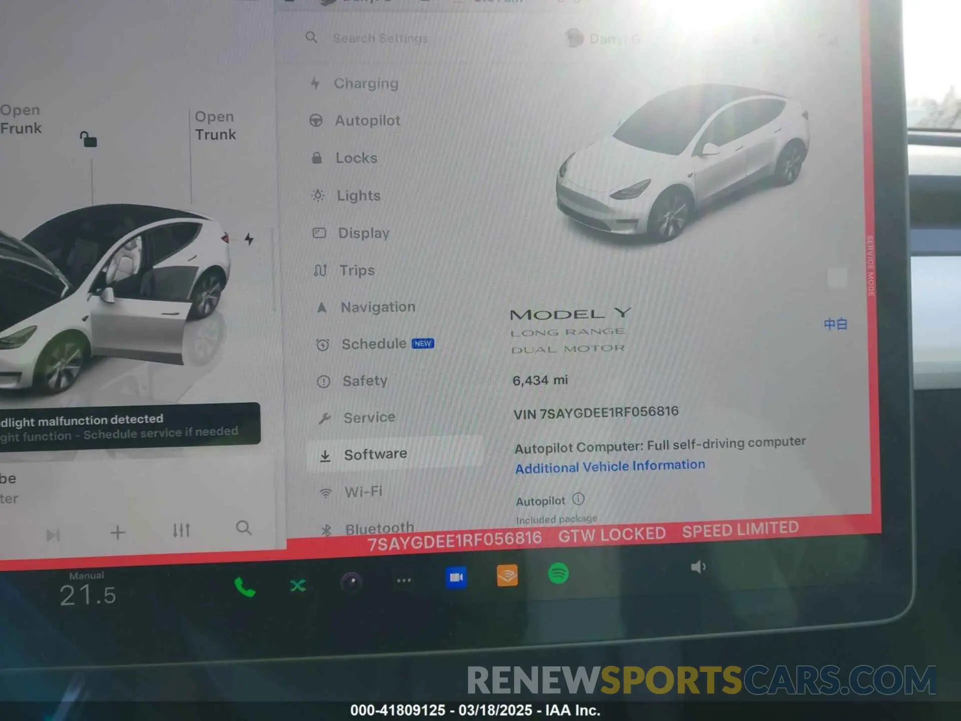 7 fotografías del automóvil dañado 7SAYGDEE1RF056816 TESLA MODEL Y 2024