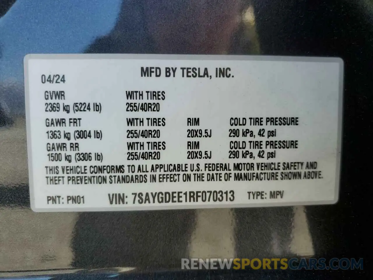 14 fotografías del automóvil dañado 7SAYGDEE1RF070313 TESLA MODEL Y 2024