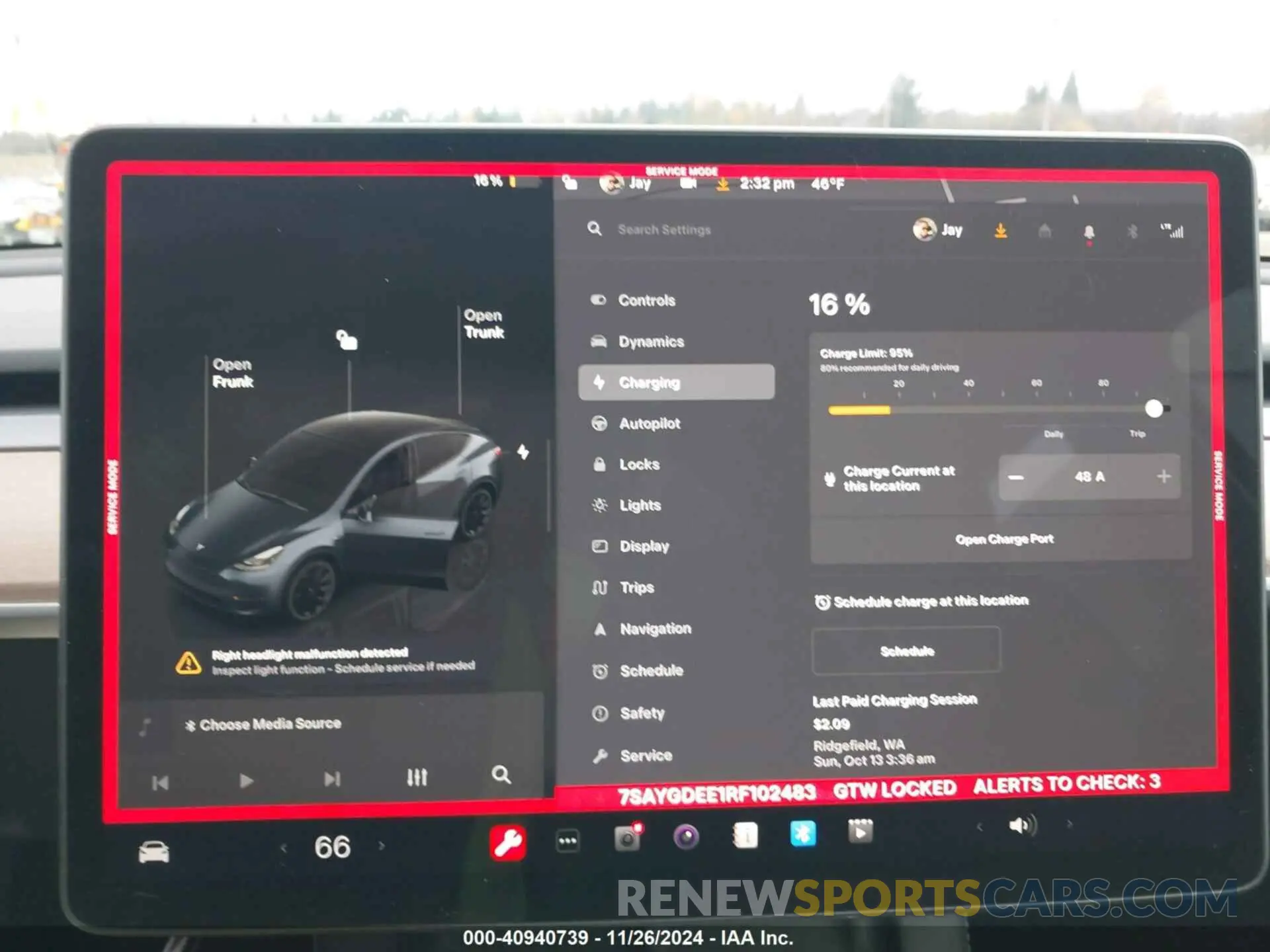 17 fotografías del automóvil dañado 7SAYGDEE1RF102483 TESLA MODEL Y 2024