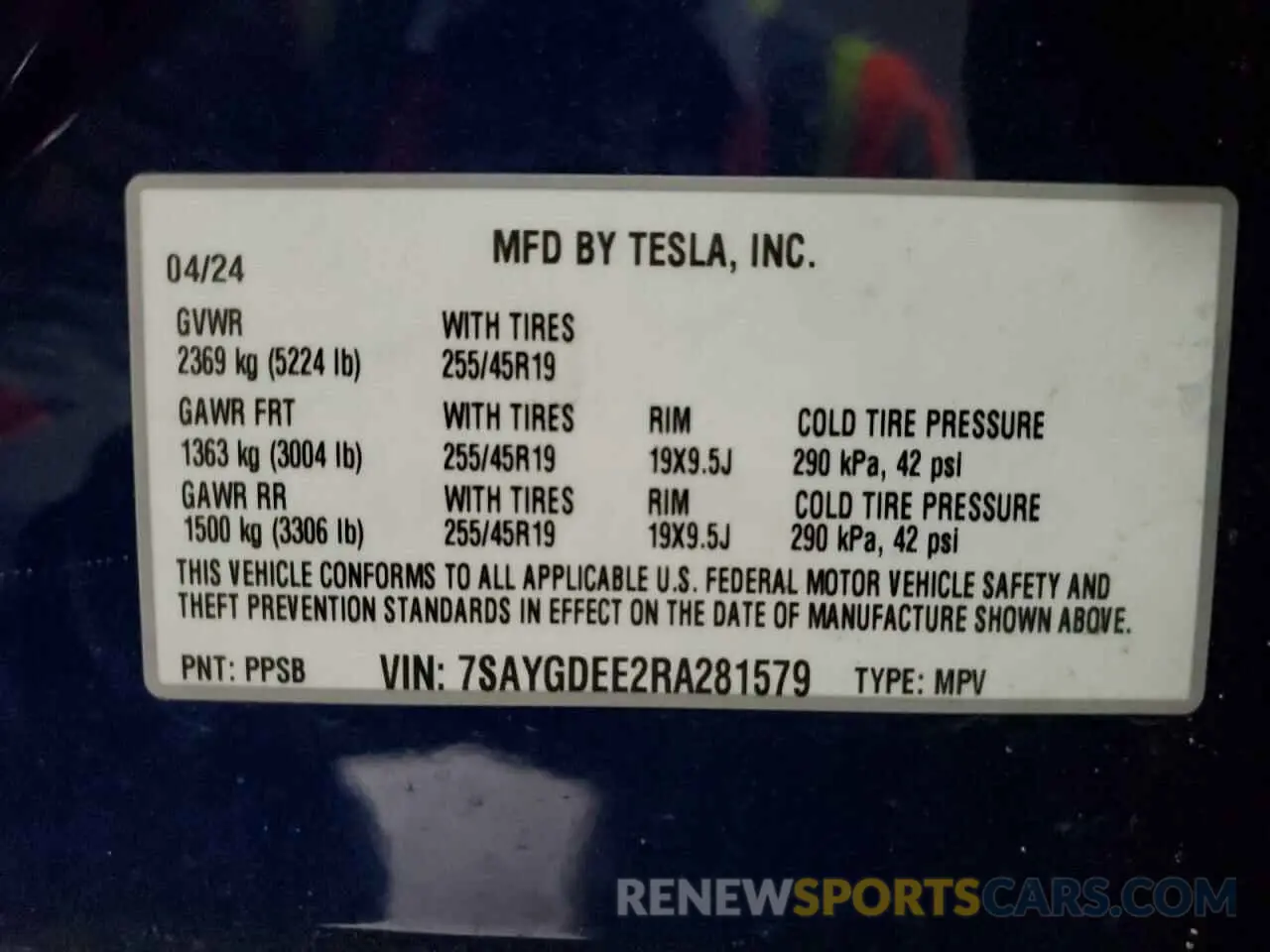 12 fotografías del automóvil dañado 7SAYGDEE2RA281579 TESLA MODEL Y 2024