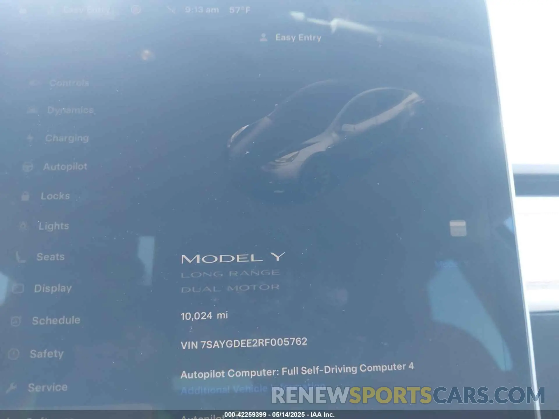 7 fotografías del automóvil dañado 7SAYGDEE2RF005762 TESLA MODEL Y 2024
