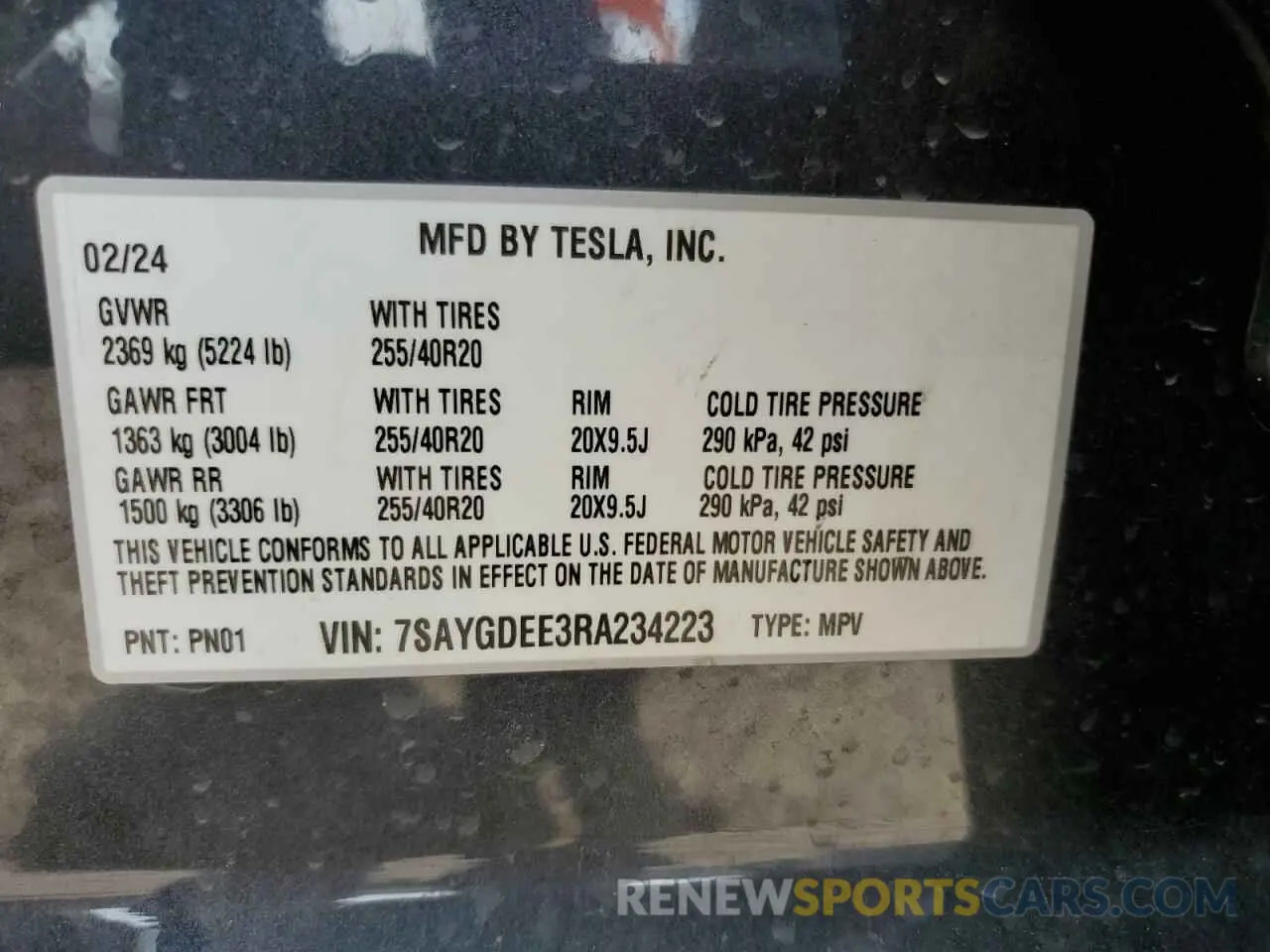 13 fotografías del automóvil dañado 7SAYGDEE3RA234223 TESLA MODEL Y 2024