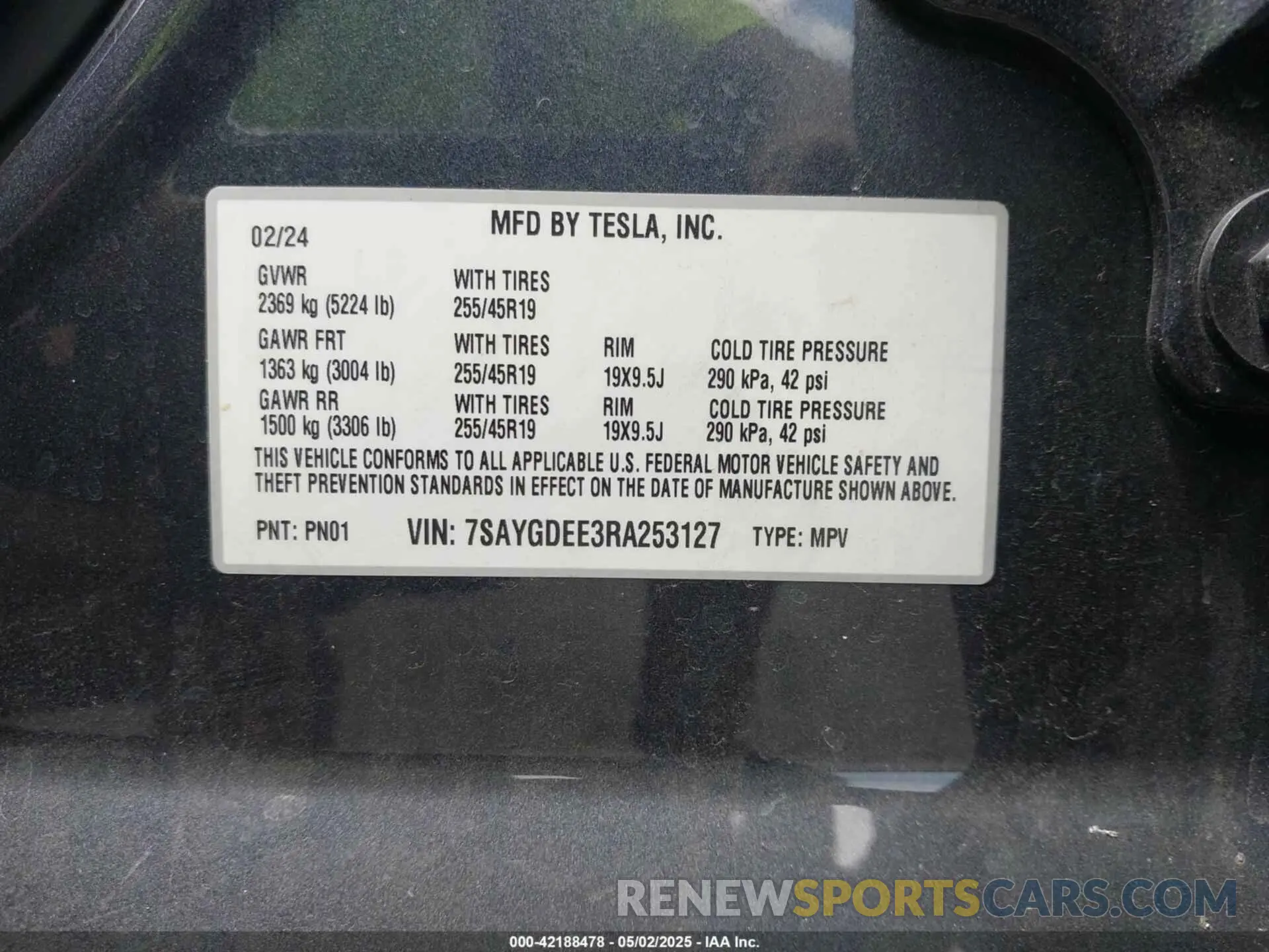 9 fotografías del automóvil dañado 7SAYGDEE3RA253127 TESLA MODEL Y 2024