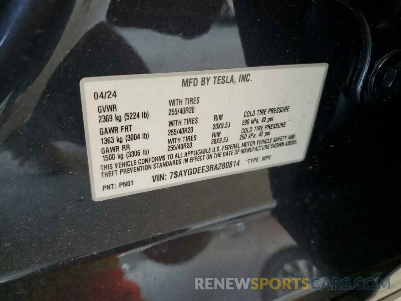 13 fotografías del automóvil dañado 7SAYGDEE3RA280814 TESLA MODEL Y 2024