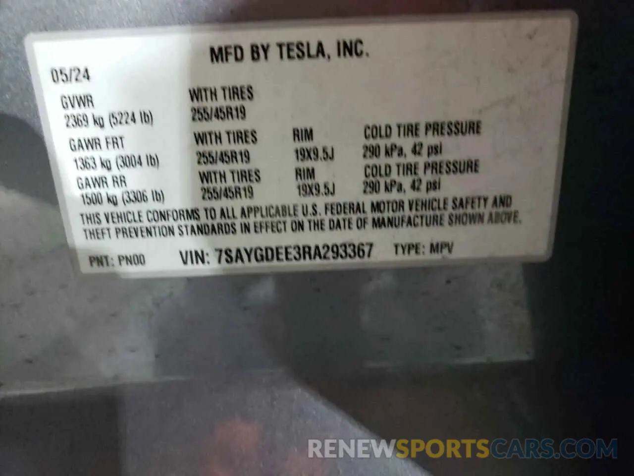 13 fotografías del automóvil dañado 7SAYGDEE3RA293367 TESLA MODEL Y 2024