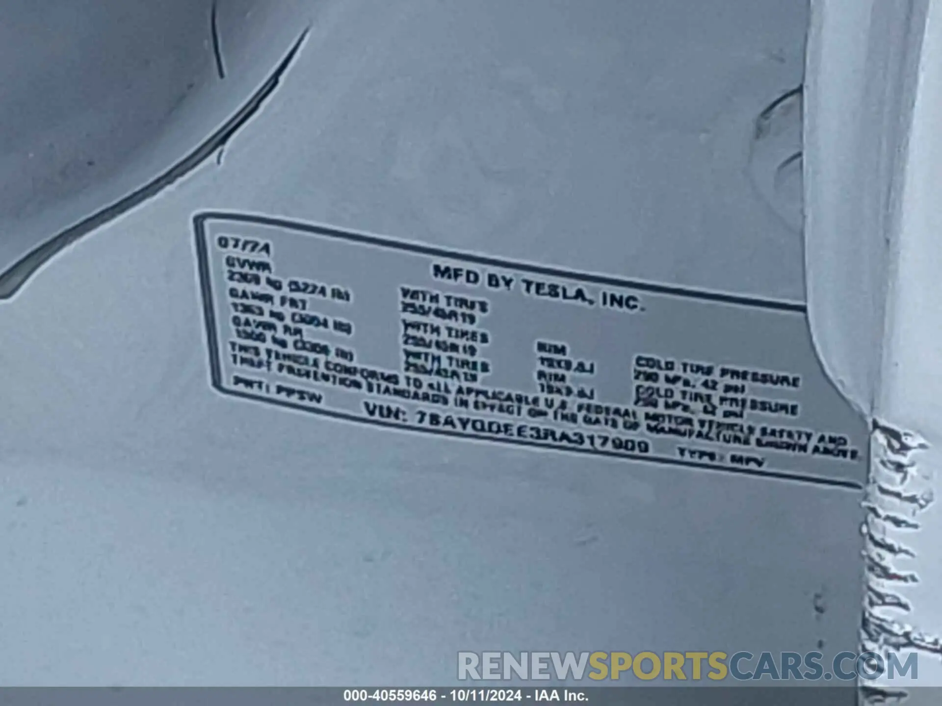 8 fotografías del automóvil dañado 7SAYGDEE3RA317909 TESLA MODEL Y 2024
