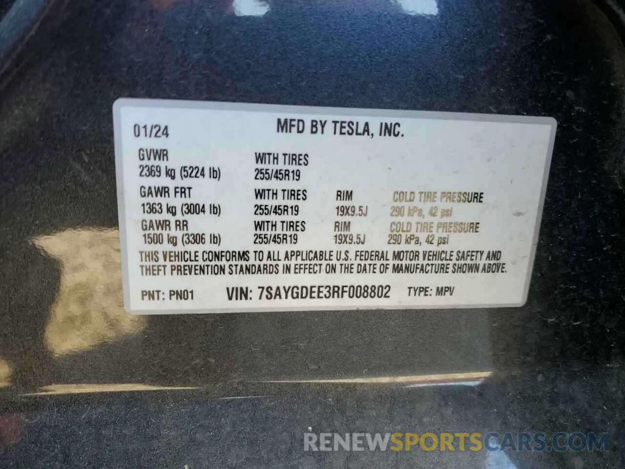 13 fotografías del automóvil dañado 7SAYGDEE3RF008802 TESLA MODEL Y 2024
