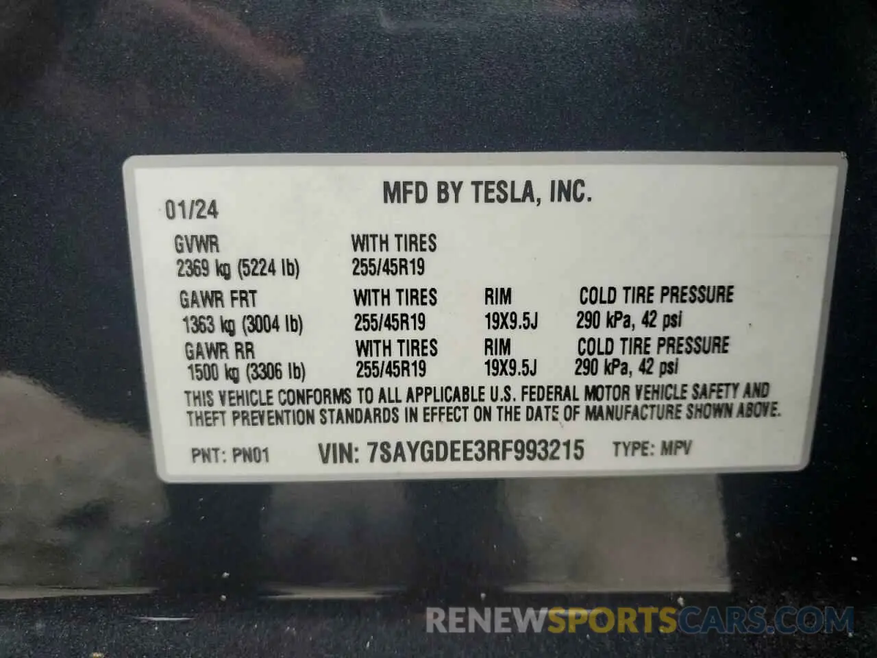 14 fotografías del automóvil dañado 7SAYGDEE3RF993215 TESLA MODEL Y 2024