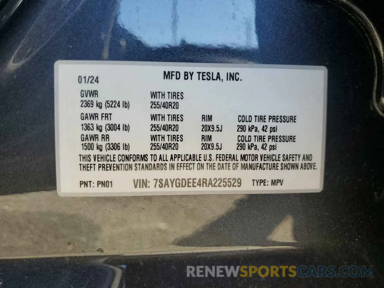13 fotografías del automóvil dañado 7SAYGDEE4RA225529 TESLA MODEL Y 2024