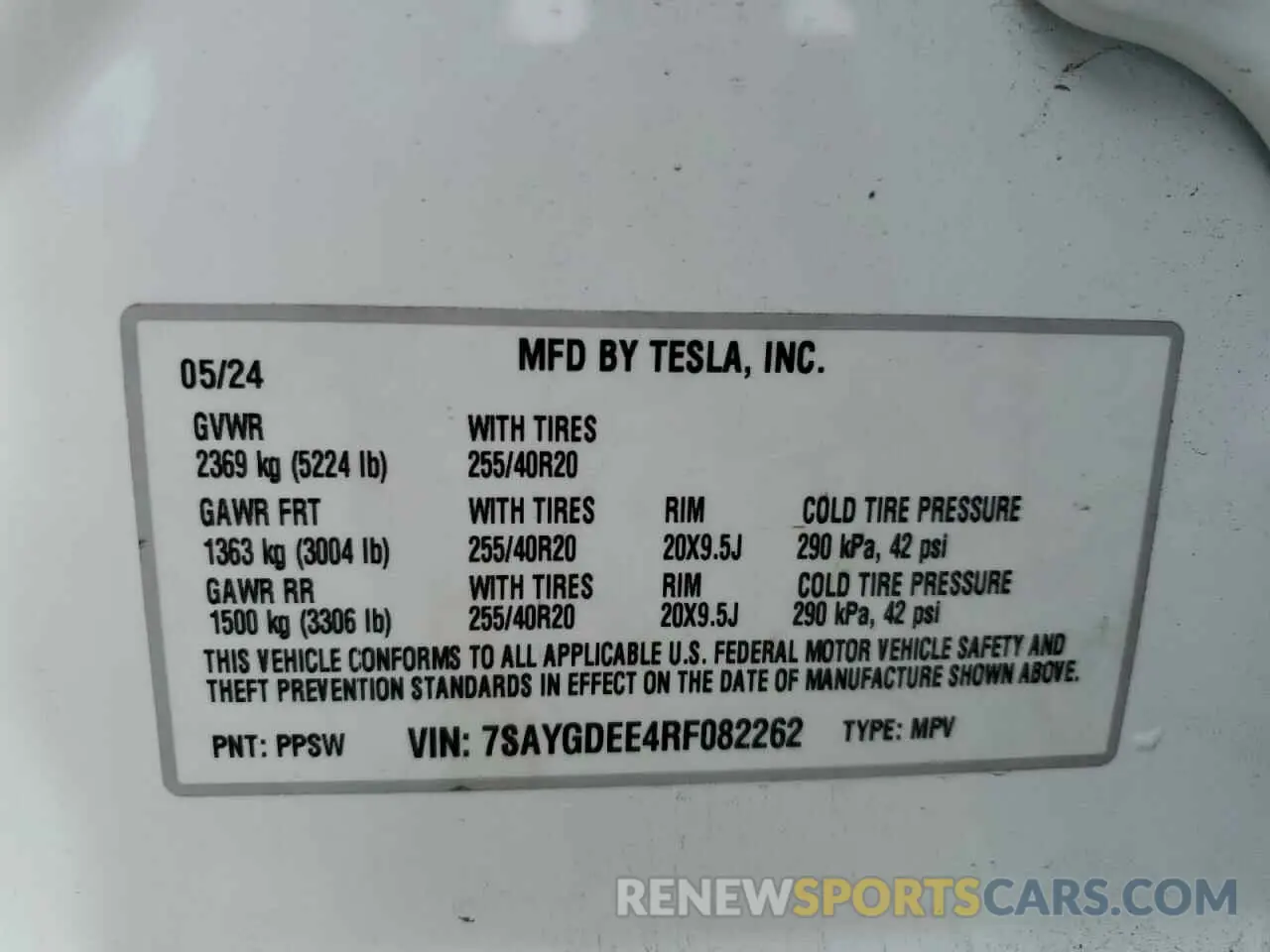 14 fotografías del automóvil dañado 7SAYGDEE4RF082262 TESLA MODEL Y 2024