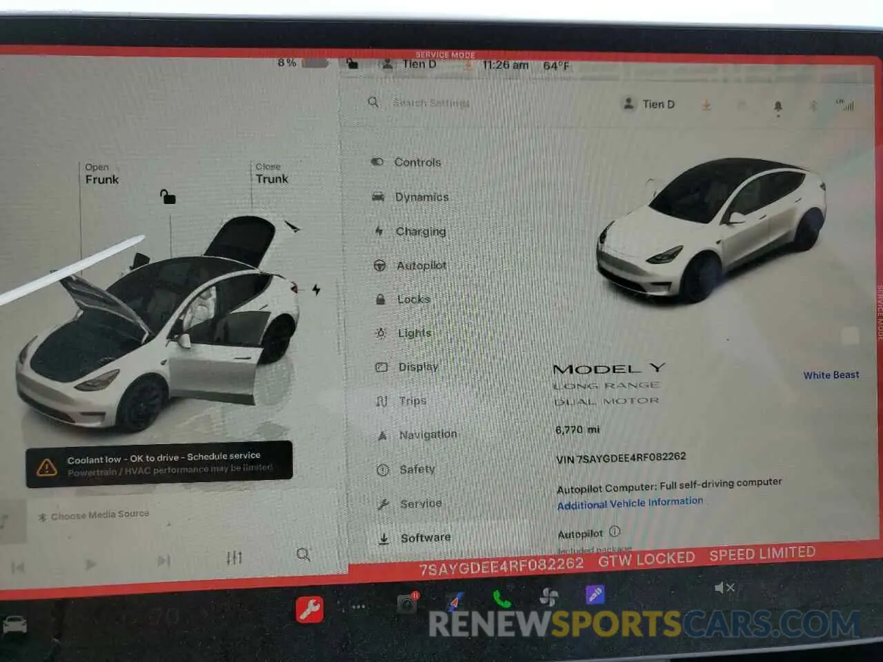 9 fotografías del automóvil dañado 7SAYGDEE4RF082262 TESLA MODEL Y 2024