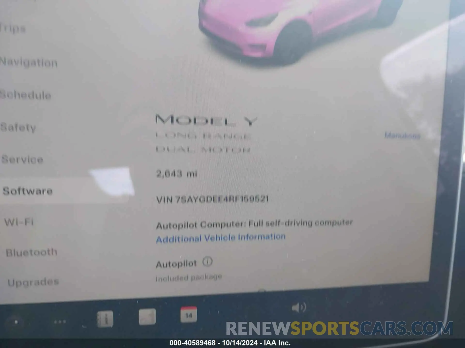 14 fotografías del automóvil dañado 7SAYGDEE4RF159521 TESLA MODEL Y 2024