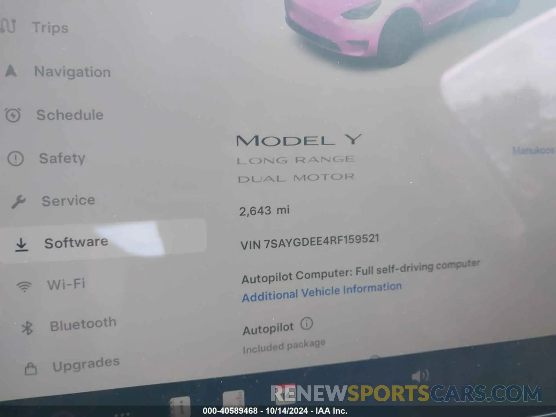 7 fotografías del automóvil dañado 7SAYGDEE4RF159521 TESLA MODEL Y 2024