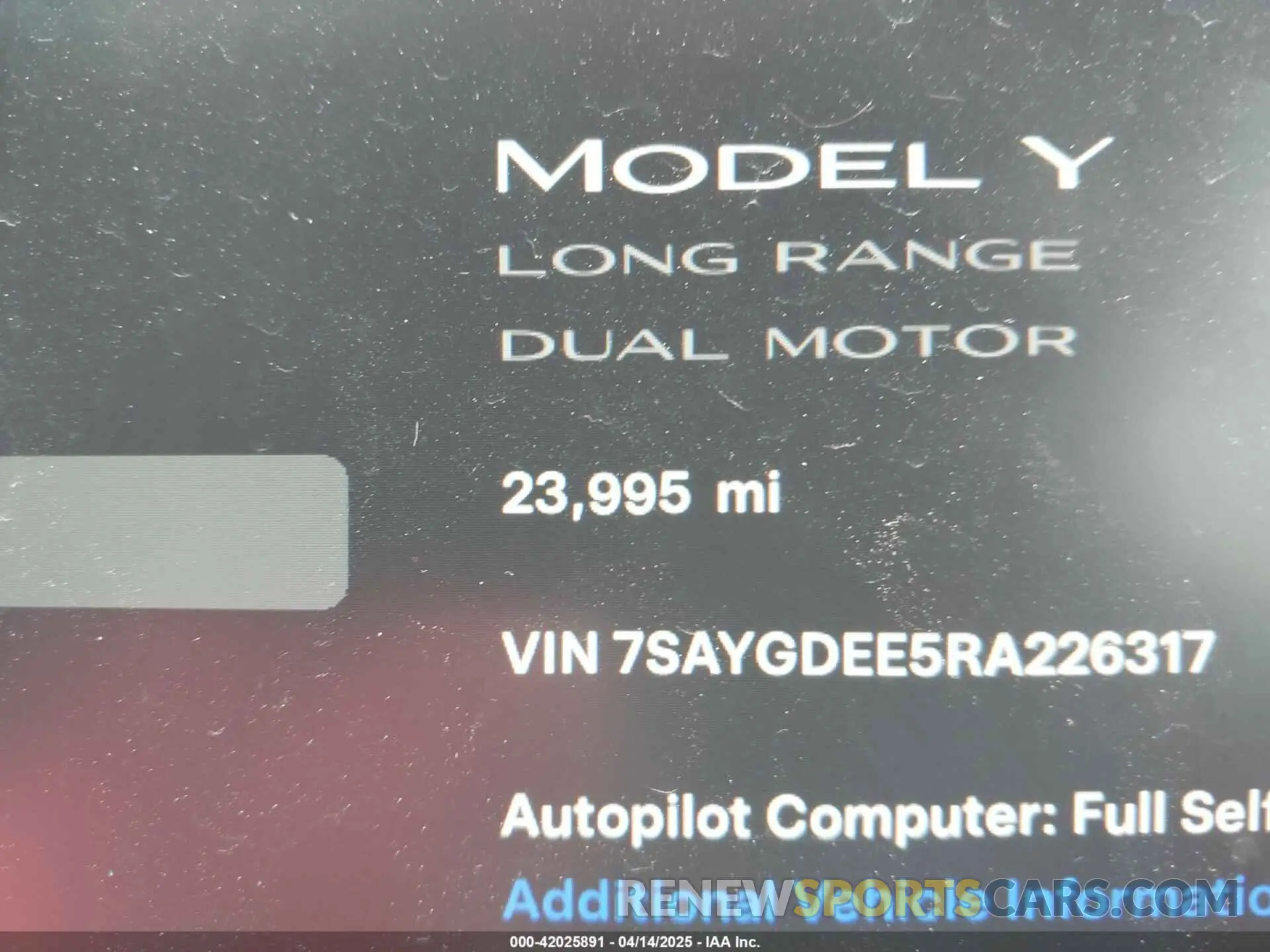 16 fotografías del automóvil dañado 7SAYGDEE5RA226317 TESLA MODEL Y 2024
