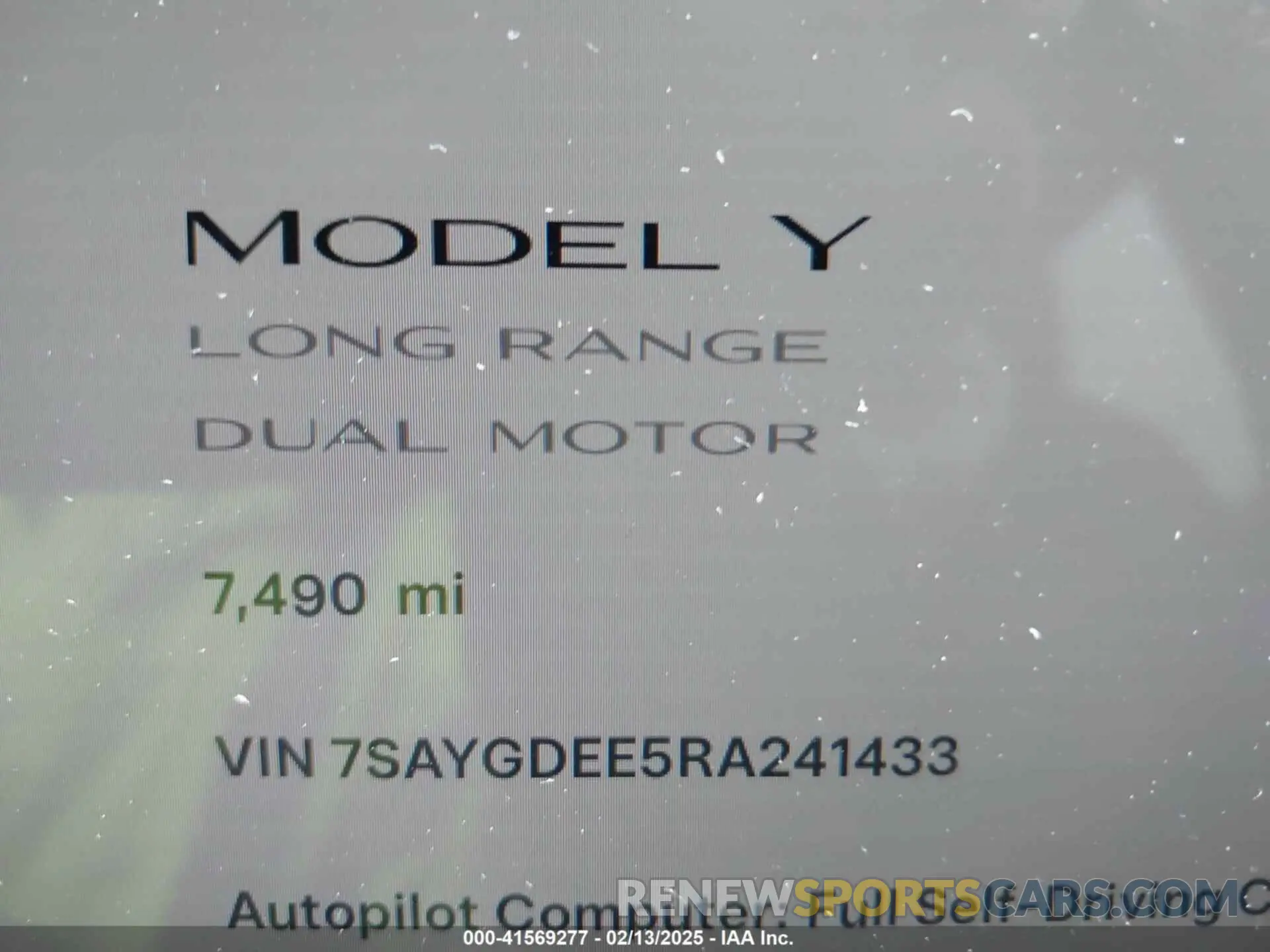 7 fotografías del automóvil dañado 7SAYGDEE5RA241433 TESLA MODEL Y 2024