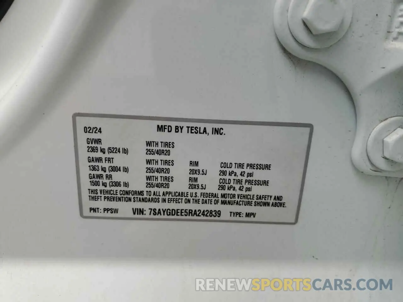 15 fotografías del automóvil dañado 7SAYGDEE5RA242839 TESLA MODEL Y 2024