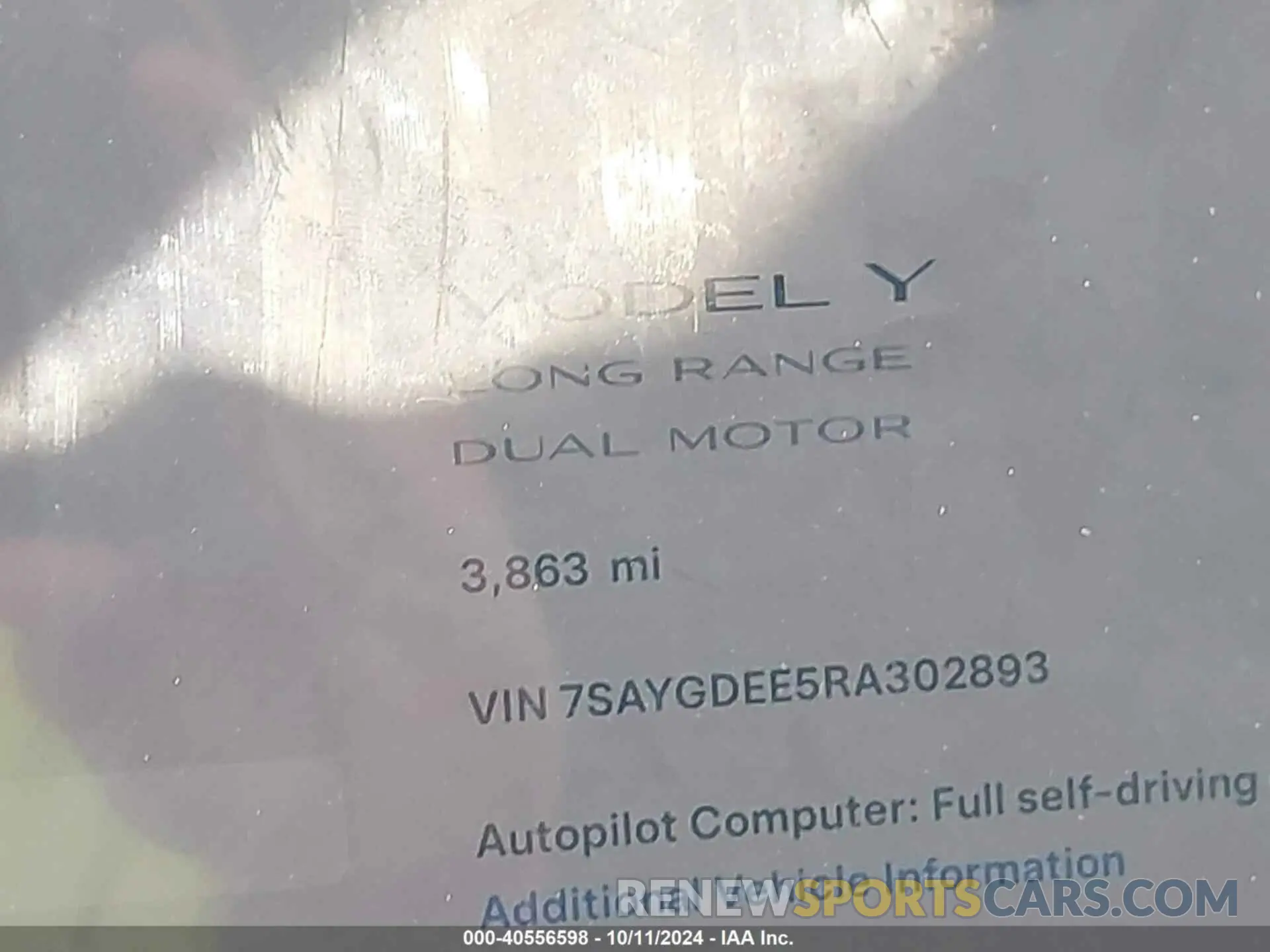 16 fotografías del automóvil dañado 7SAYGDEE5RA302893 TESLA MODEL Y 2024