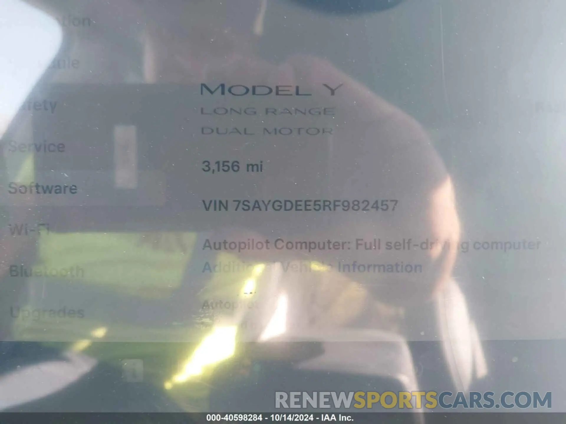 7 fotografías del automóvil dañado 7SAYGDEE5RF982457 TESLA MODEL Y 2024