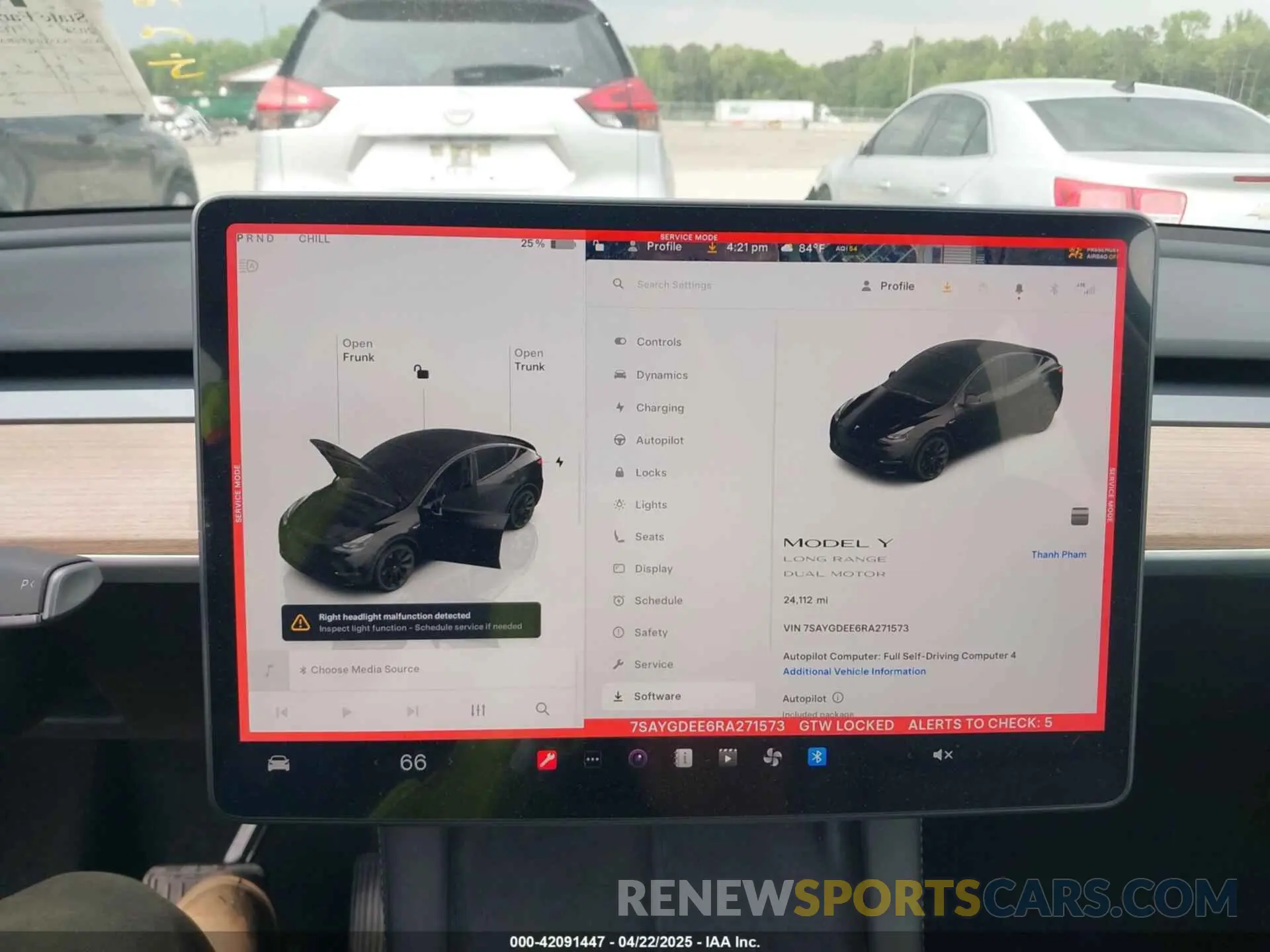 19 fotografías del automóvil dañado 7SAYGDEE6RA271573 TESLA MODEL Y 2024