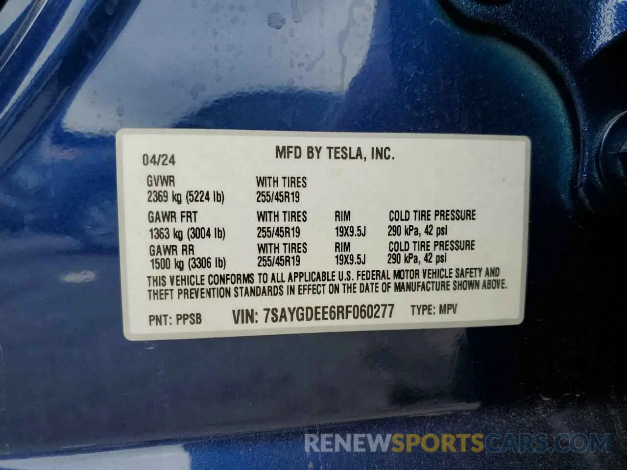 13 fotografías del automóvil dañado 7SAYGDEE6RF060277 TESLA MODEL Y 2024