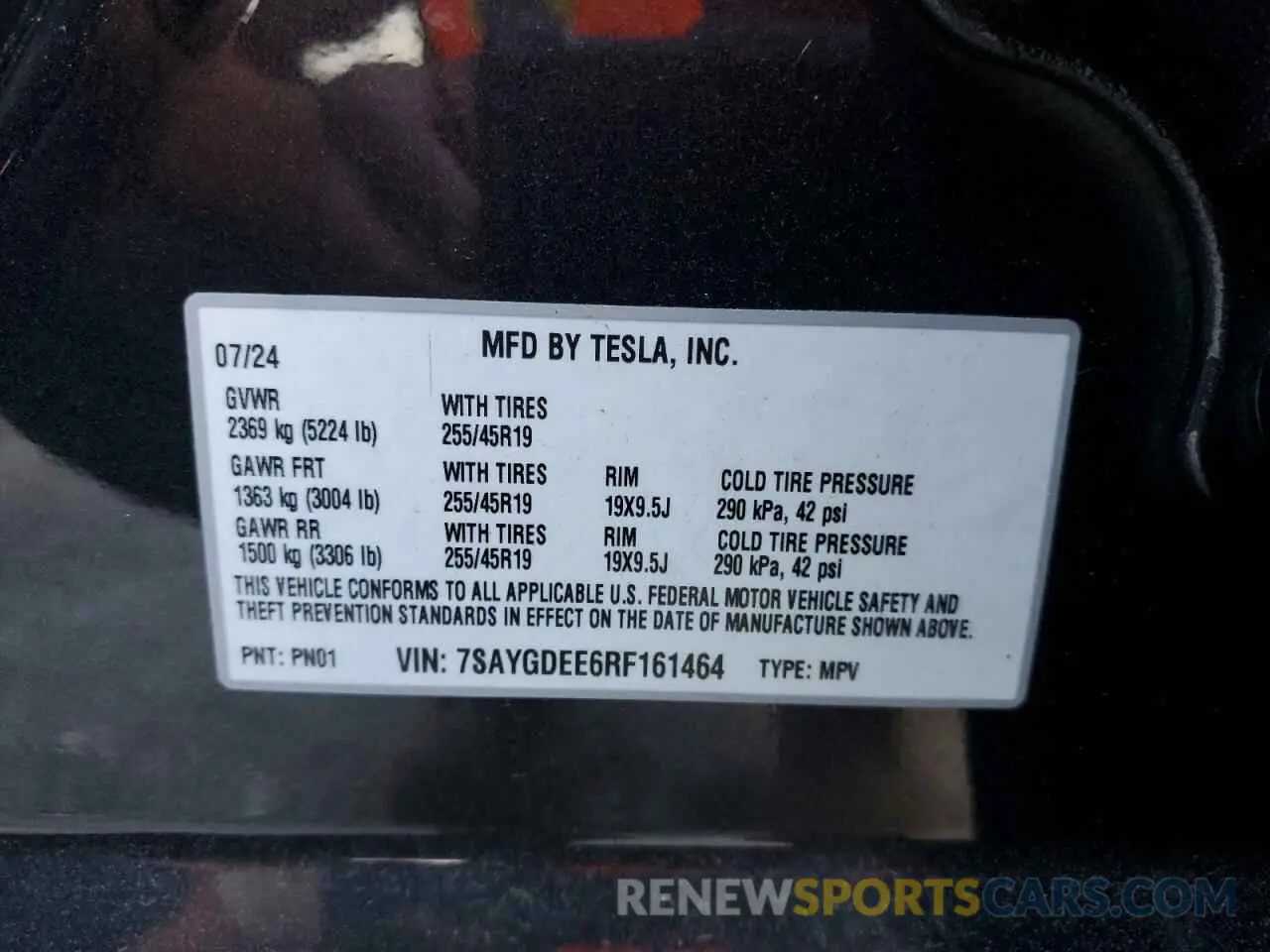 12 fotografías del automóvil dañado 7SAYGDEE6RF161464 TESLA MODEL Y 2024