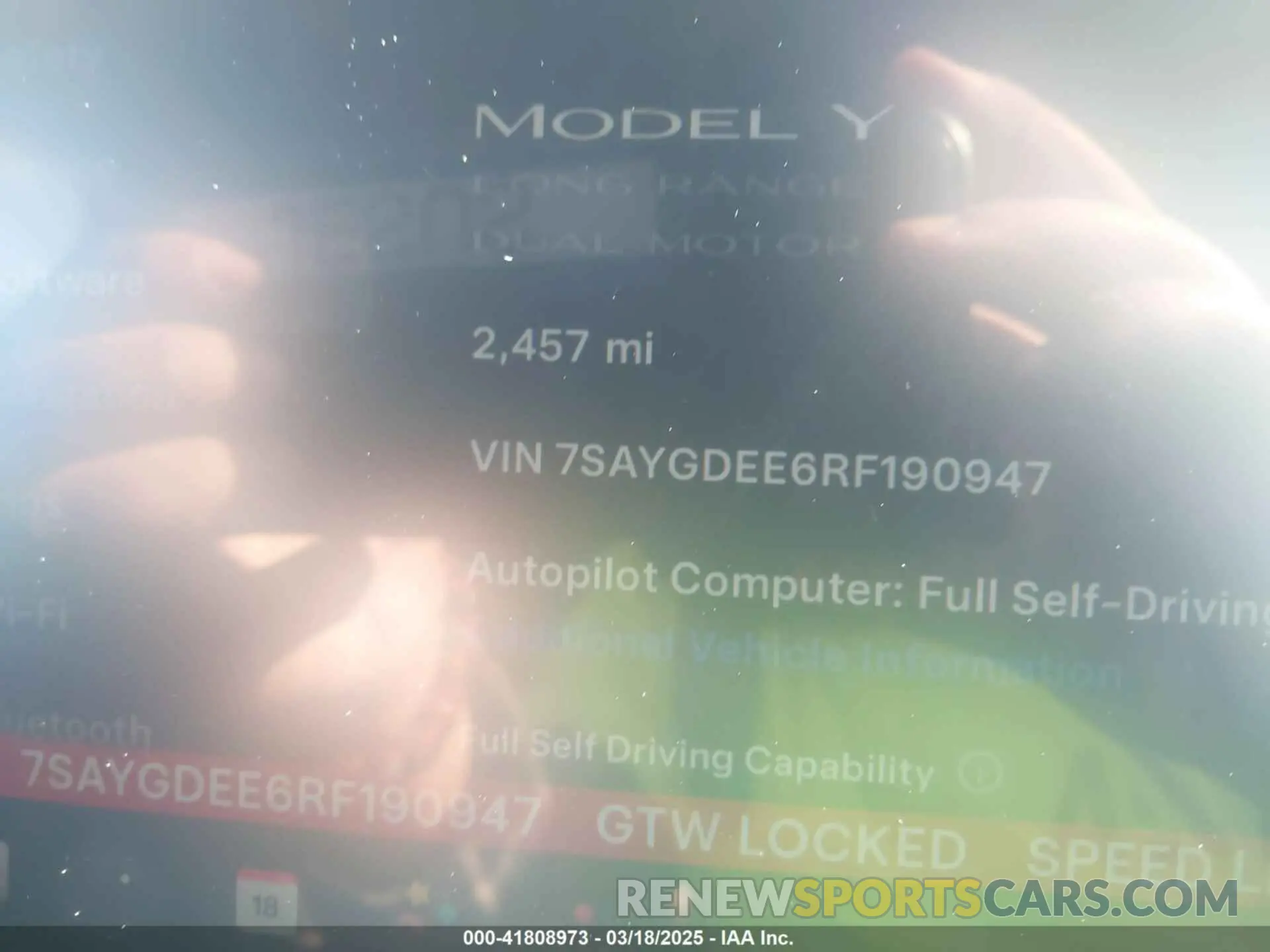 15 fotografías del automóvil dañado 7SAYGDEE6RF190947 TESLA MODEL Y 2024