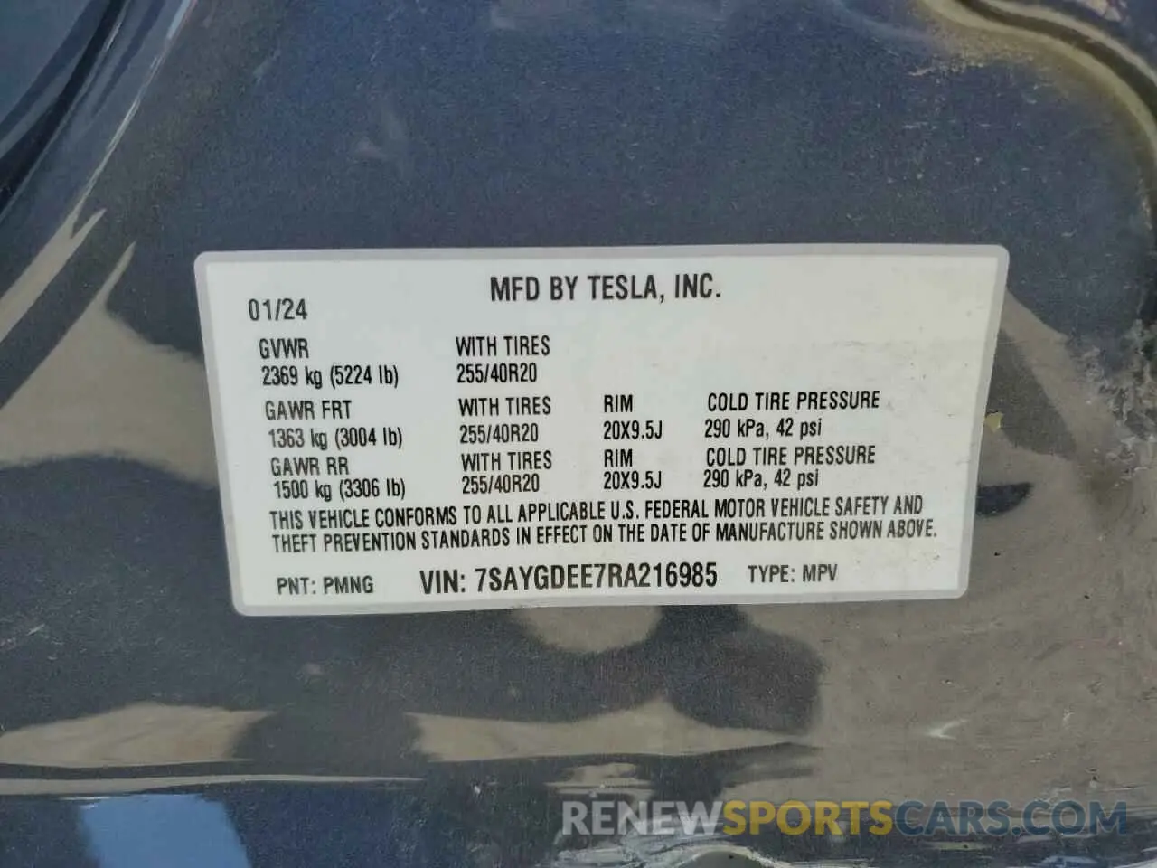 13 fotografías del automóvil dañado 7SAYGDEE7RA216985 TESLA MODEL Y 2024