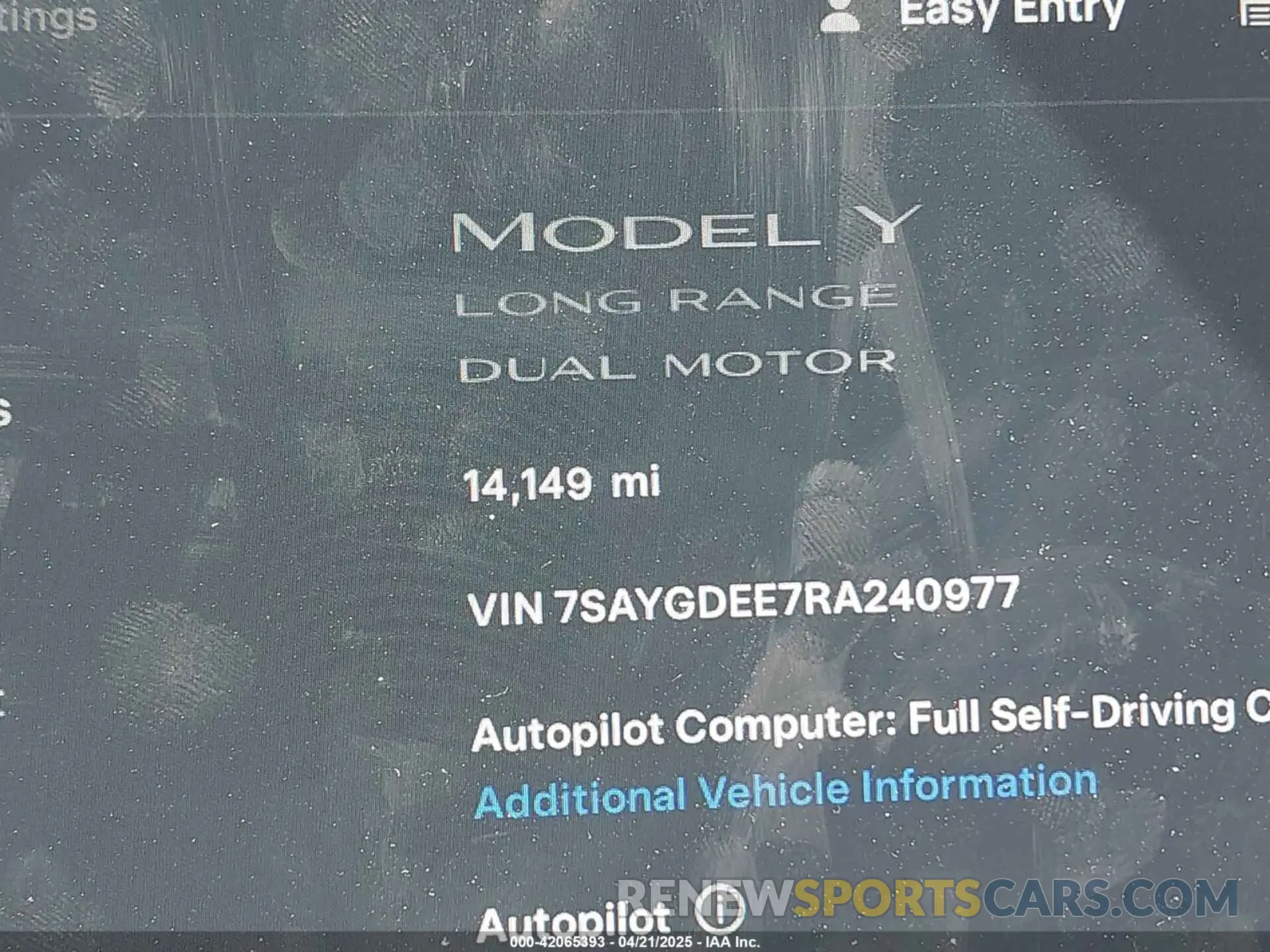 15 fotografías del automóvil dañado 7SAYGDEE7RA240977 TESLA MODEL Y 2024
