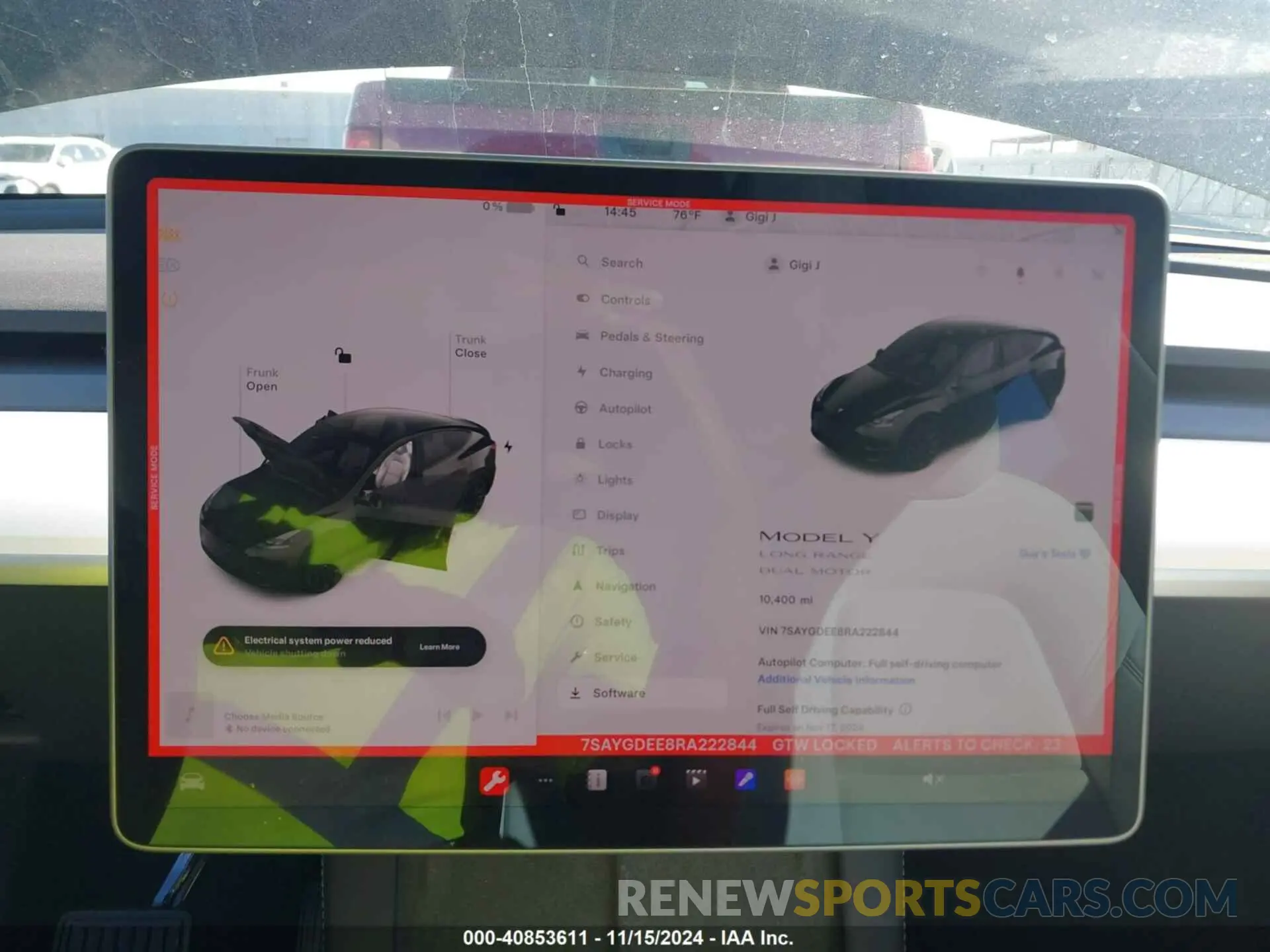 17 fotografías del automóvil dañado 7SAYGDEE8RA222844 TESLA MODEL Y 2024