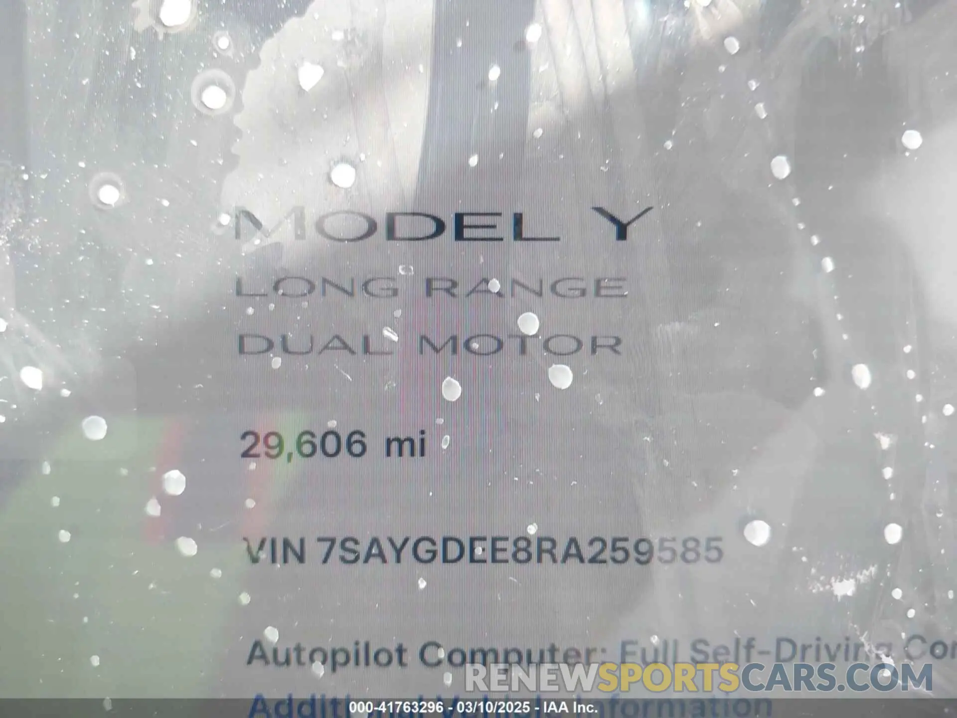 7 fotografías del automóvil dañado 7SAYGDEE8RA259585 TESLA MODEL Y 2024