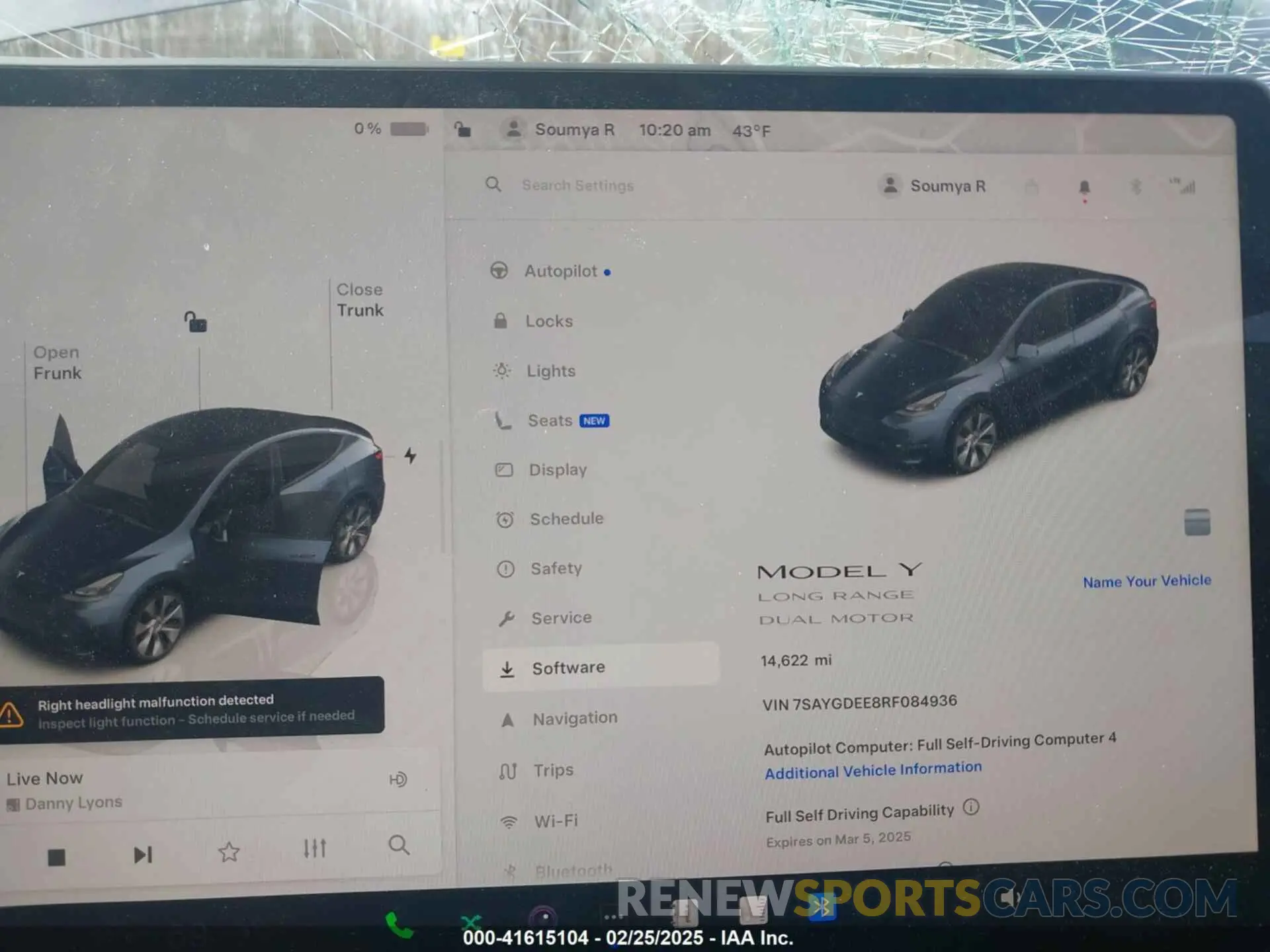 7 fotografías del automóvil dañado 7SAYGDEE8RF084936 TESLA MODEL Y 2024