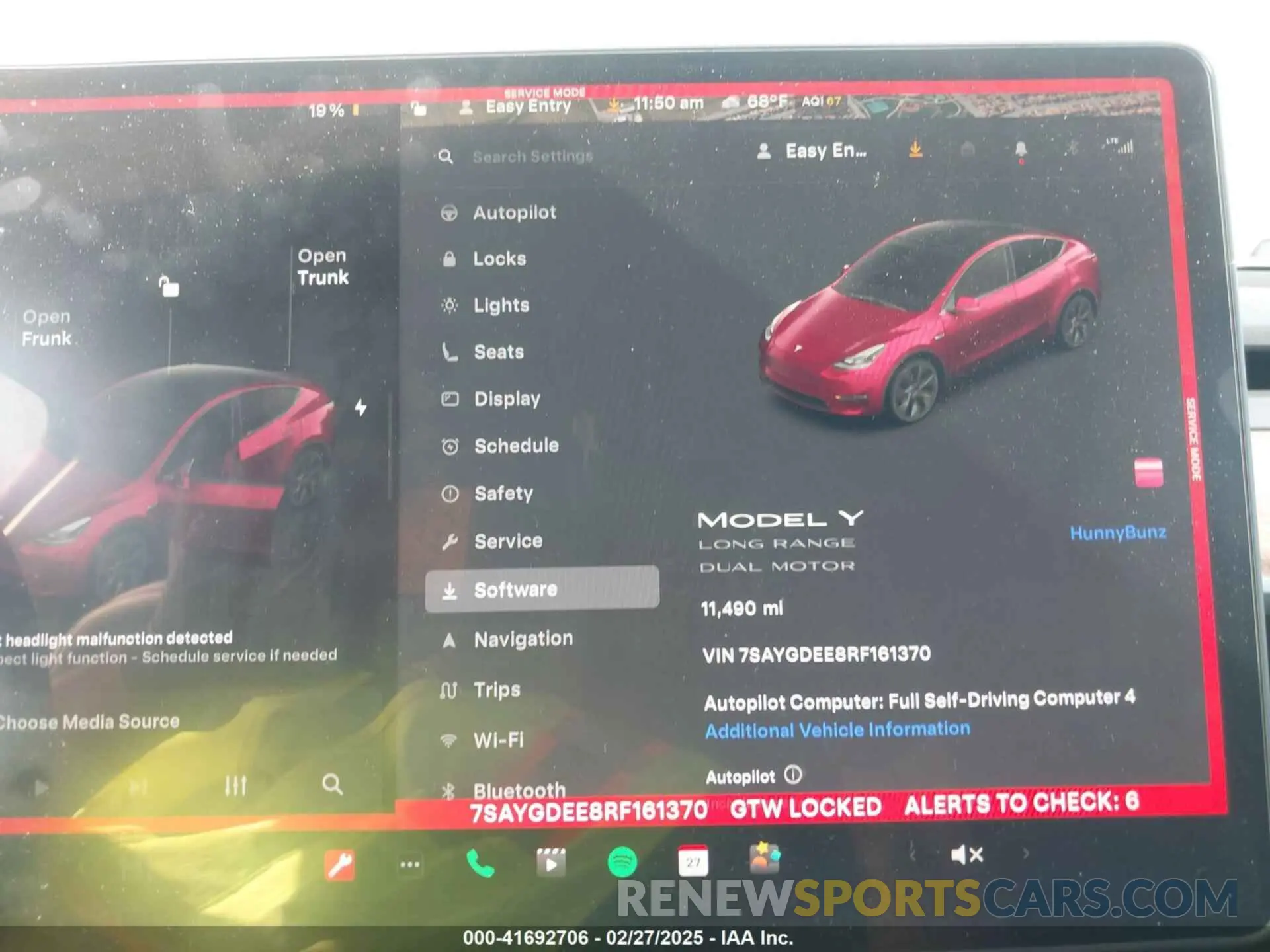 15 fotografías del automóvil dañado 7SAYGDEE8RF161370 TESLA MODEL Y 2024