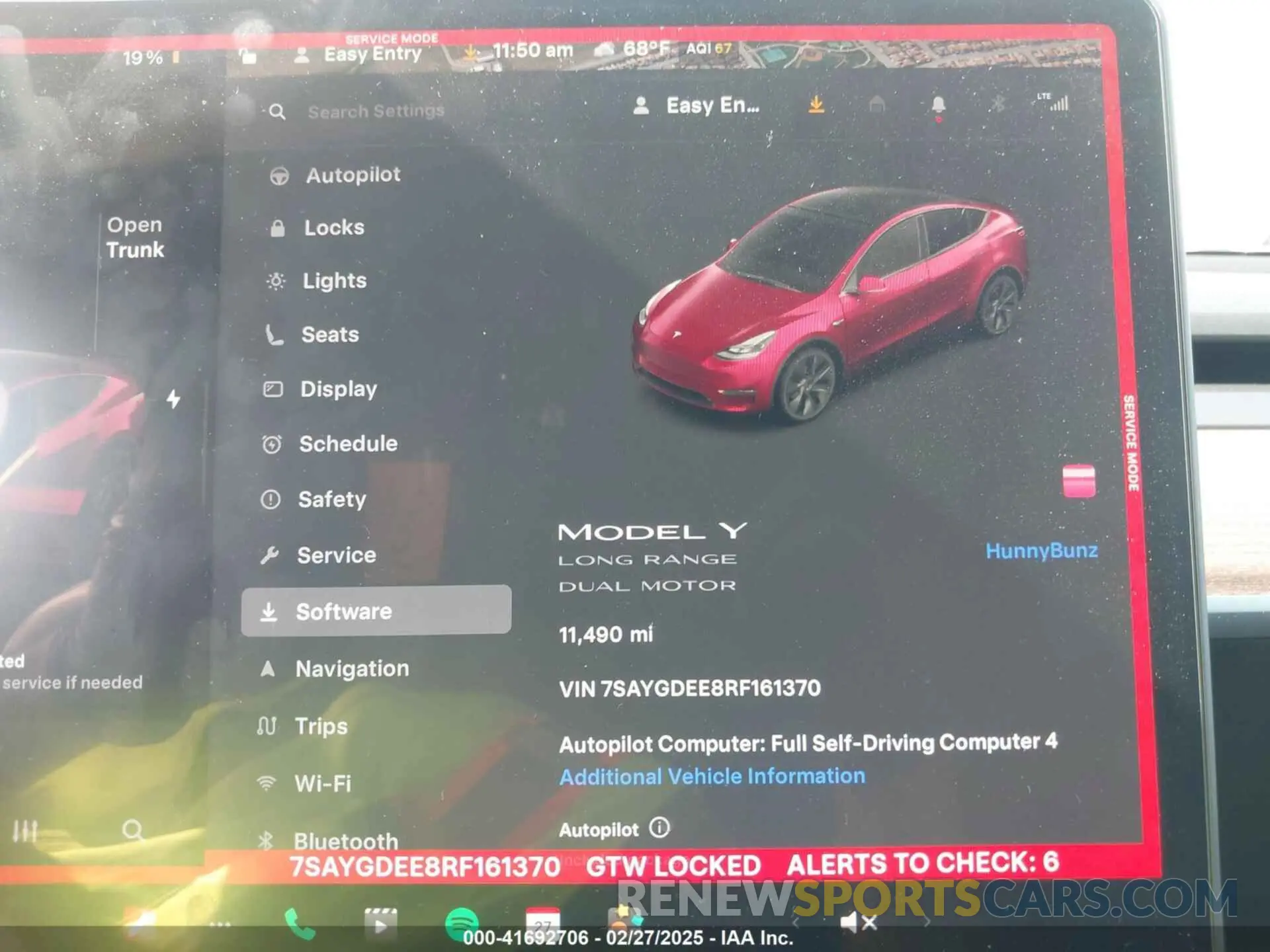 7 fotografías del automóvil dañado 7SAYGDEE8RF161370 TESLA MODEL Y 2024