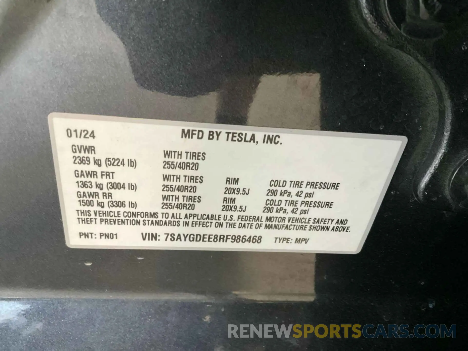 1 fotografías del automóvil dañado 7SAYGDEE8RF986468 TESLA MODEL Y 2024
