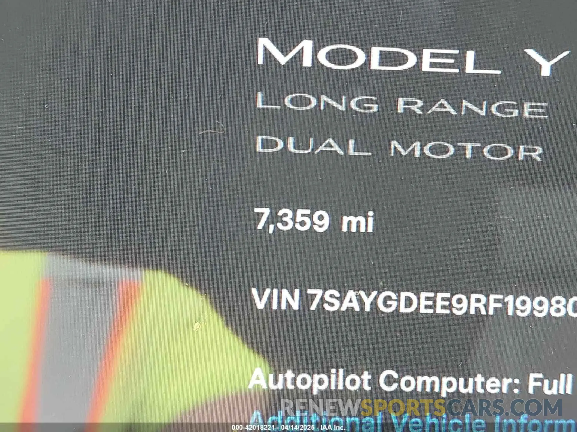 16 fotografías del automóvil dañado 7SAYGDEE9RF199805 TESLA MODEL Y 2024