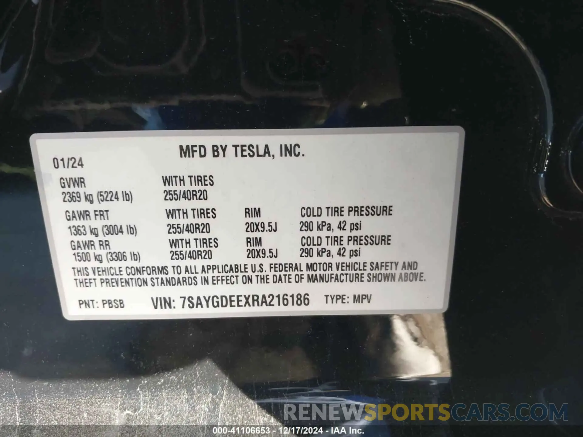 9 fotografías del automóvil dañado 7SAYGDEEXRA216186 TESLA MODEL Y 2024