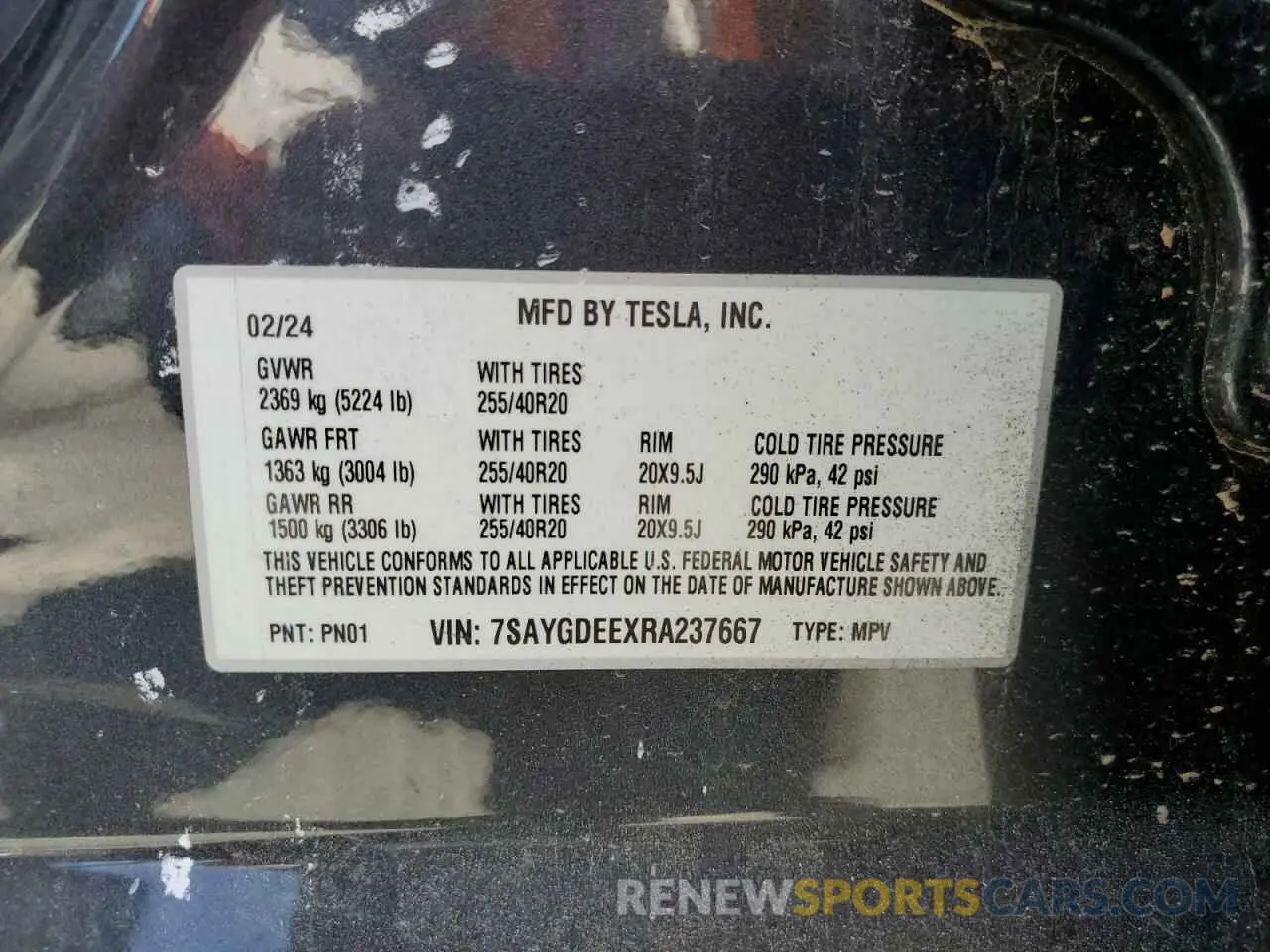12 fotografías del automóvil dañado 7SAYGDEEXRA237667 TESLA MODEL Y 2024