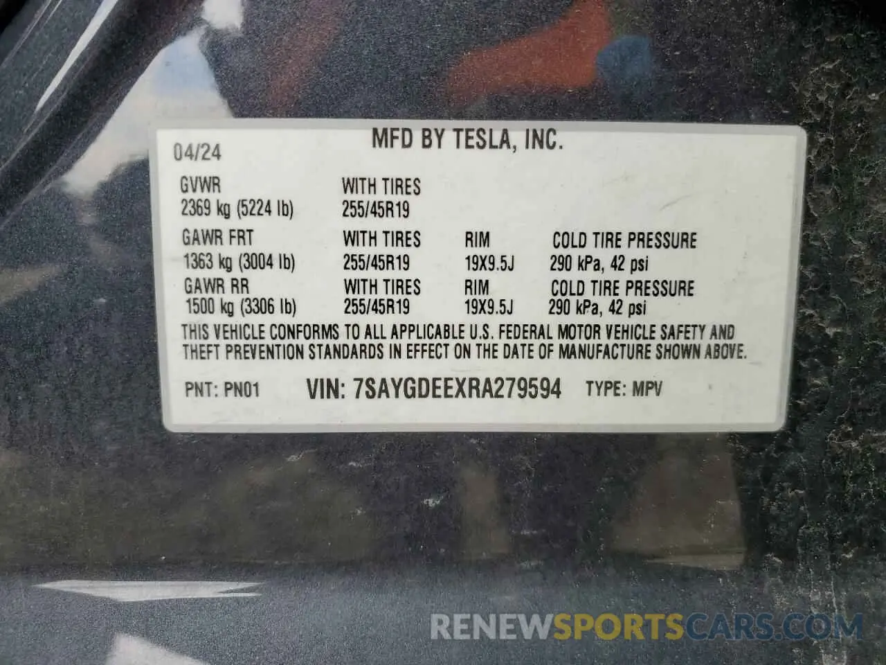 13 fotografías del automóvil dañado 7SAYGDEEXRA279594 TESLA MODEL Y 2024