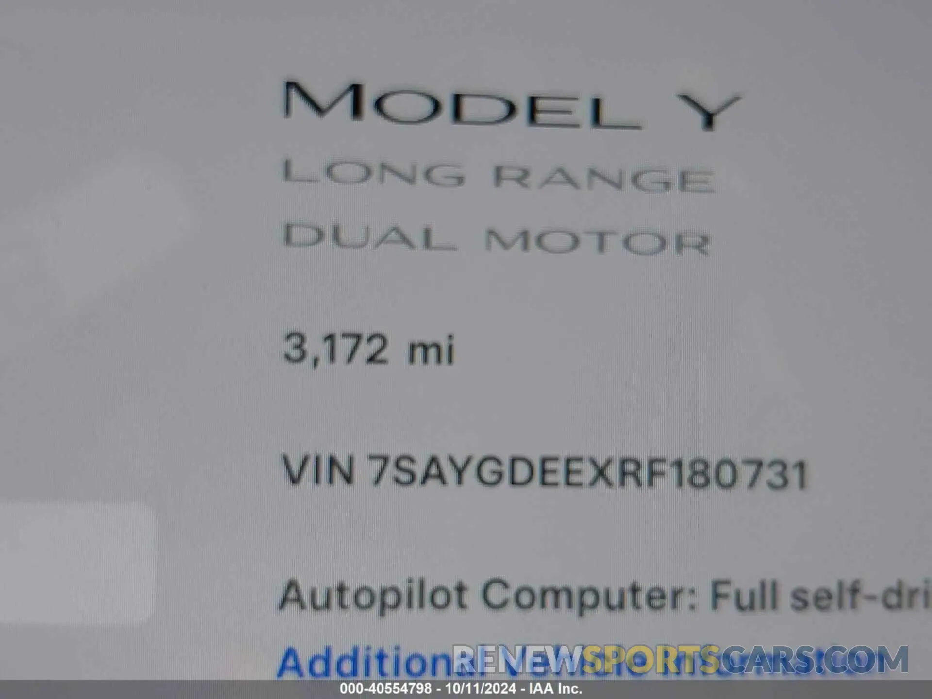 16 fotografías del automóvil dañado 7SAYGDEEXRF180731 TESLA MODEL Y 2024