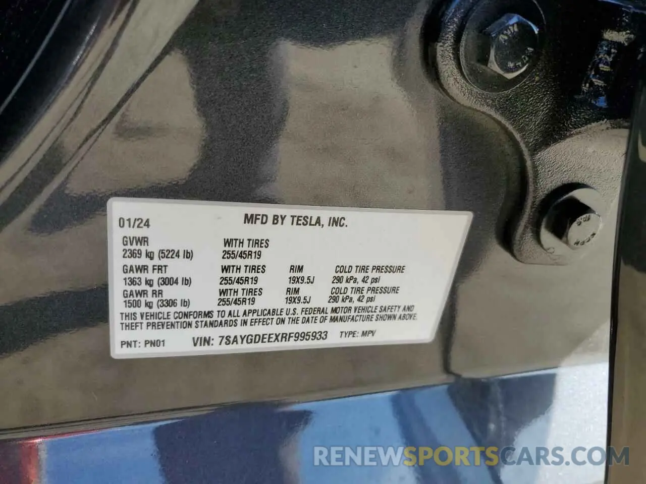 12 fotografías del automóvil dañado 7SAYGDEEXRF995933 TESLA MODEL Y 2024