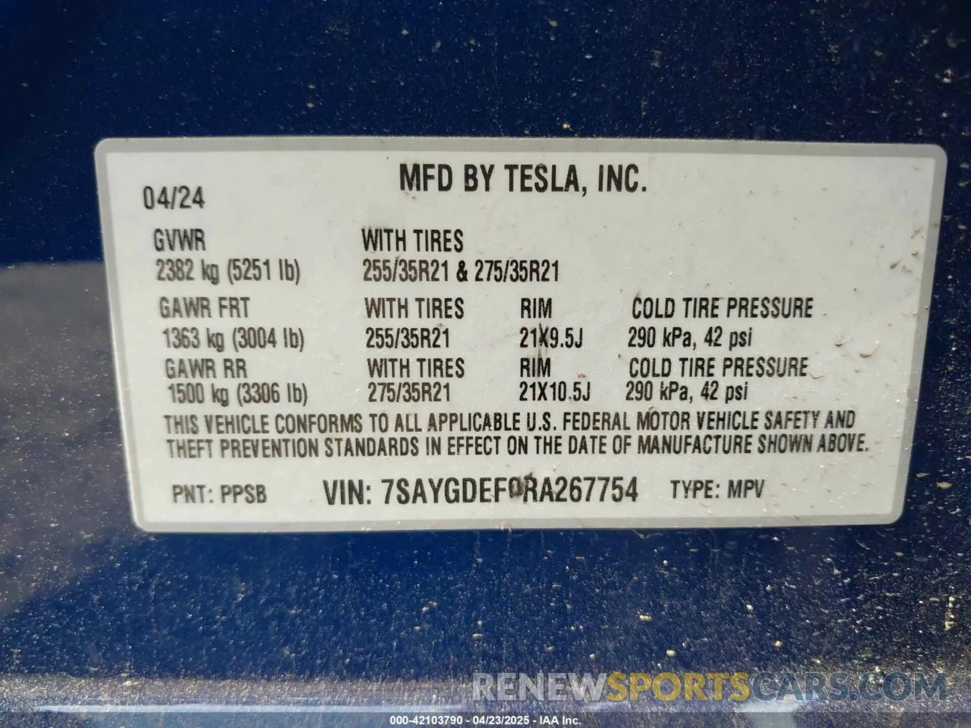 9 fotografías del automóvil dañado 7SAYGDEF0RA267754 TESLA MODEL Y 2024