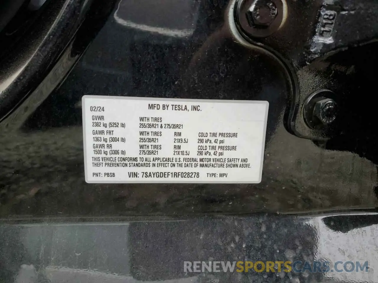 13 fotografías del automóvil dañado 7SAYGDEF1RF028278 TESLA MODEL Y 2024