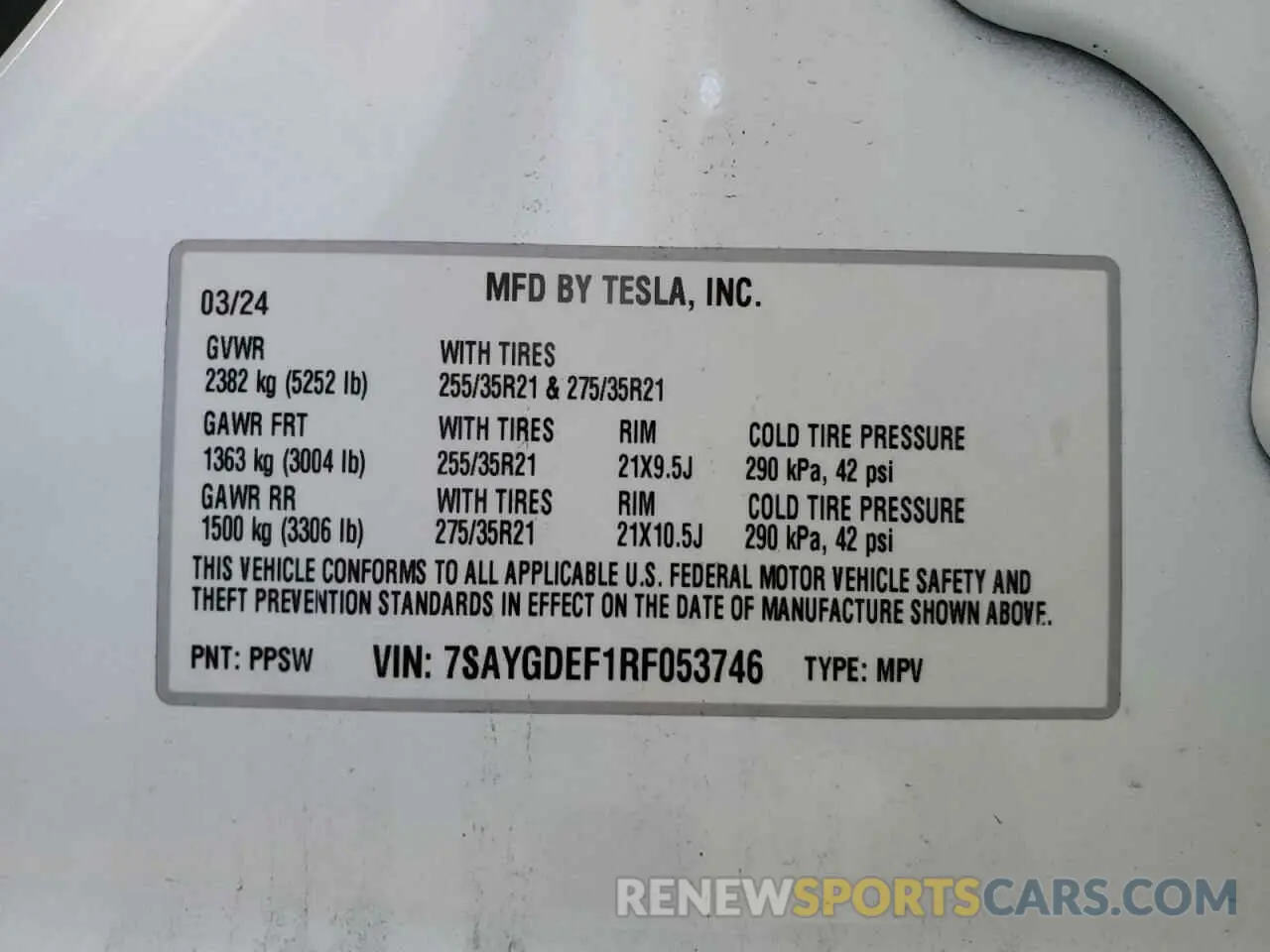 12 fotografías del automóvil dañado 7SAYGDEF1RF053746 TESLA MODEL Y 2024