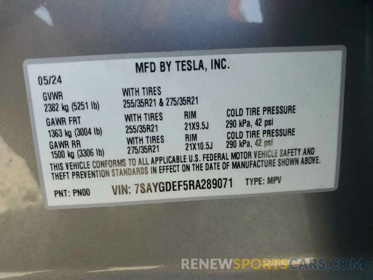 13 fotografías del automóvil dañado 7SAYGDEF5RA289071 TESLA MODEL Y 2024