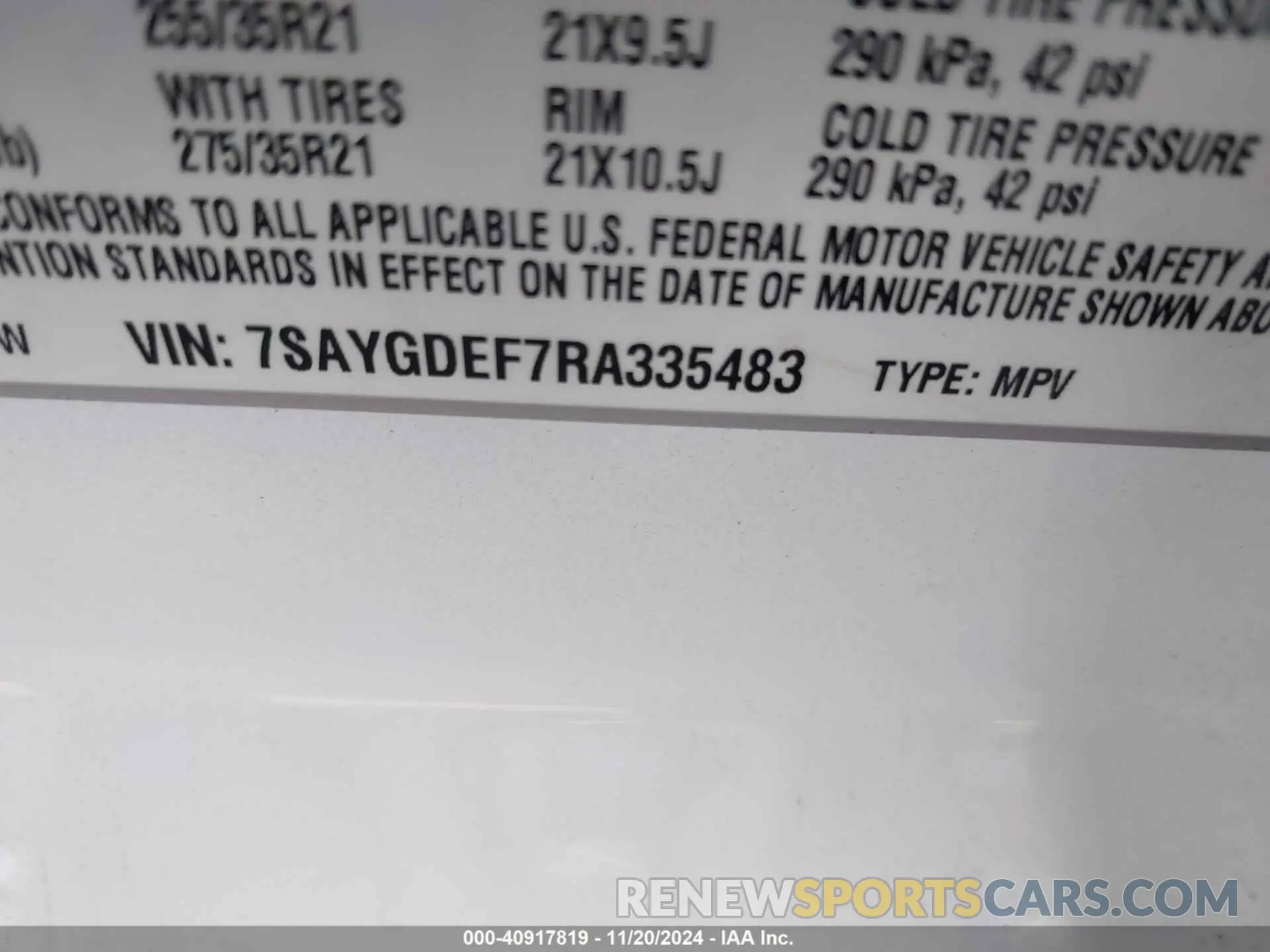 9 fotografías del automóvil dañado 7SAYGDEF7RA335483 TESLA MODEL Y 2024